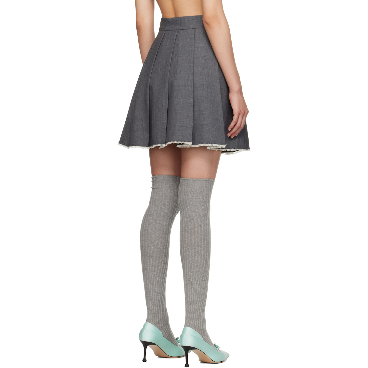  Shushu/tong Ssense Exclusive Gray Pleated Raw Hem Miniskirt 