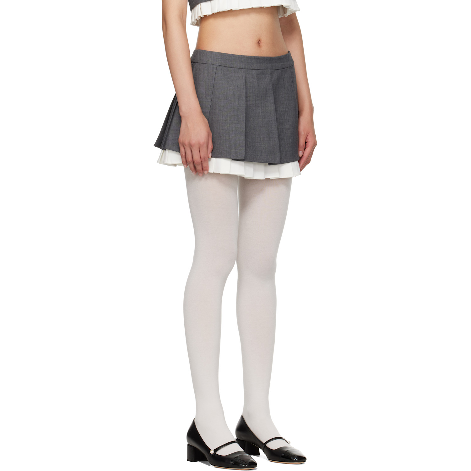  Shushu/tong Gray Ruffled Pleat Miniskirt 