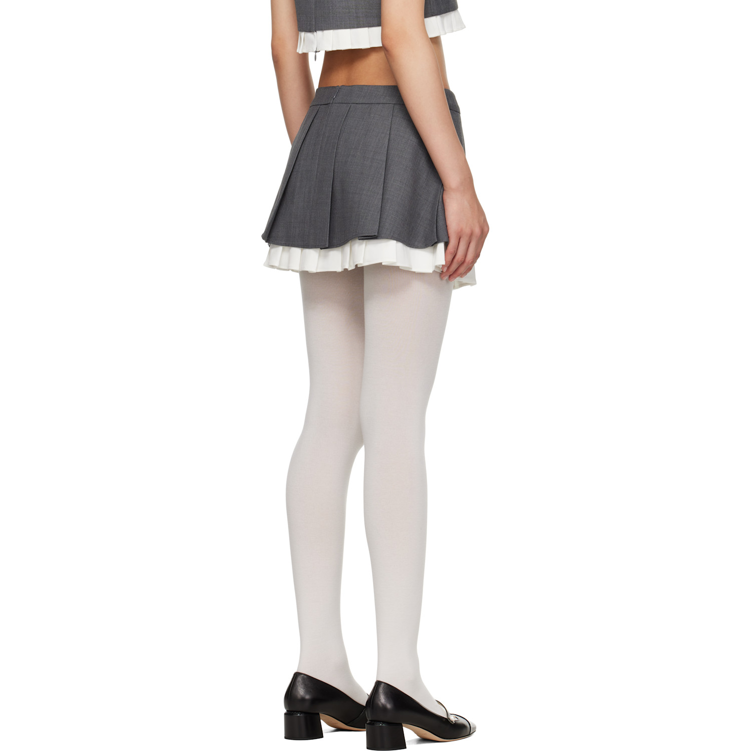  Shushu/tong Gray Ruffled Pleat Miniskirt 
