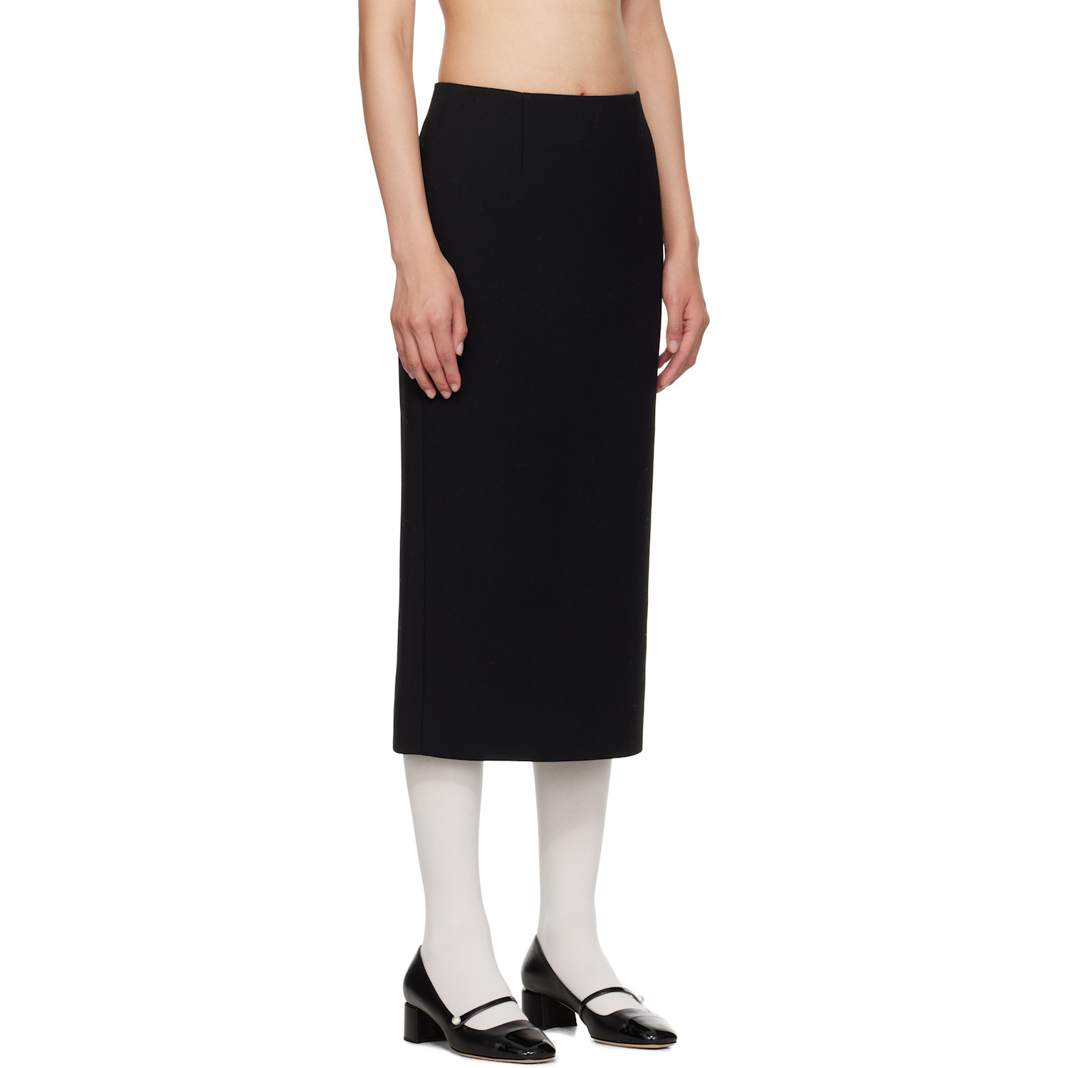  Shushu/tong Black Straight Fitted Midi Skirt 