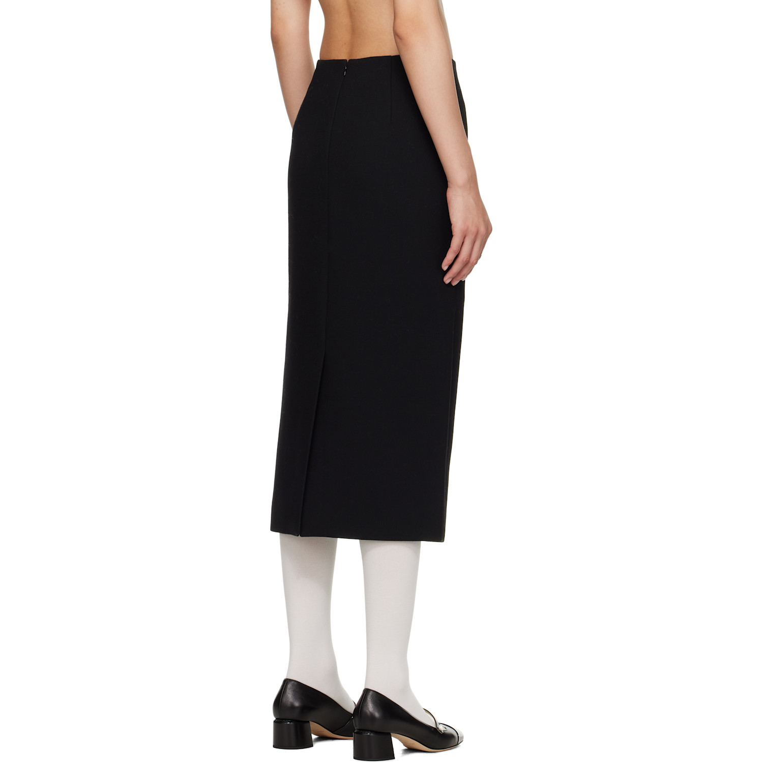  Shushu/tong Black Straight Fitted Midi Skirt 