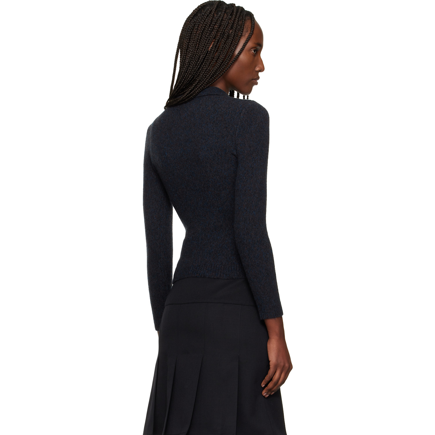  Shushu/tong Navy Lapel Fitted Cardigan 