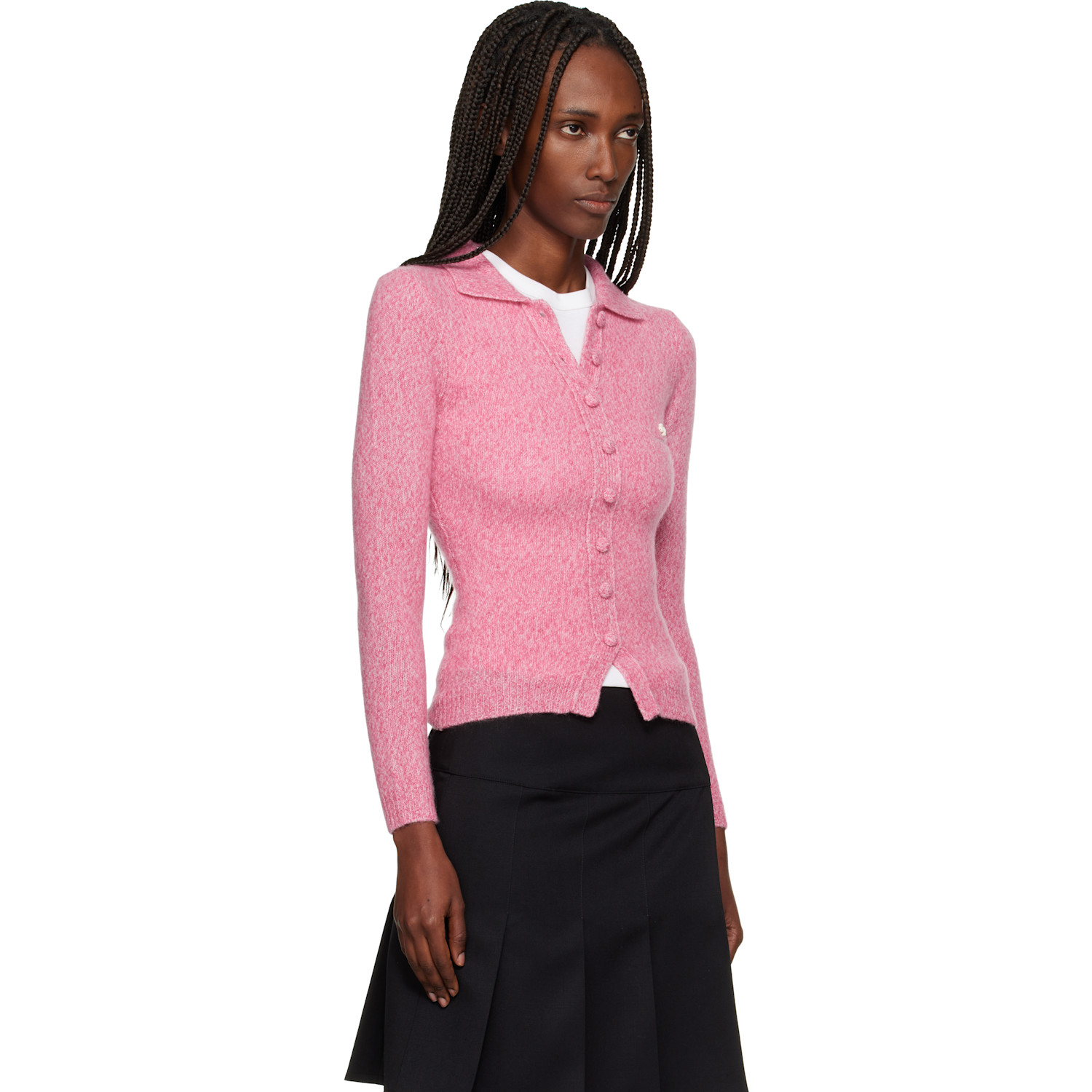  Shushu/tong Pink Lapel Fitted Cardigan 