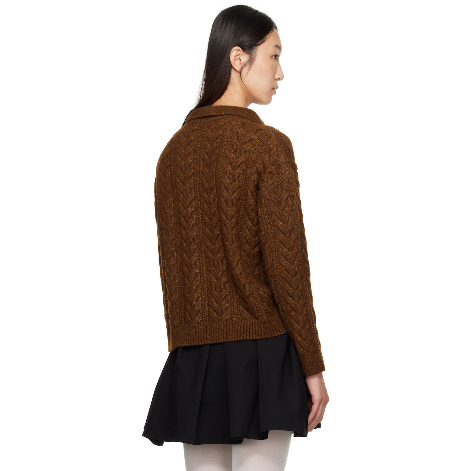  Shushu/tong Brown Lapel Collar Knit Polo 