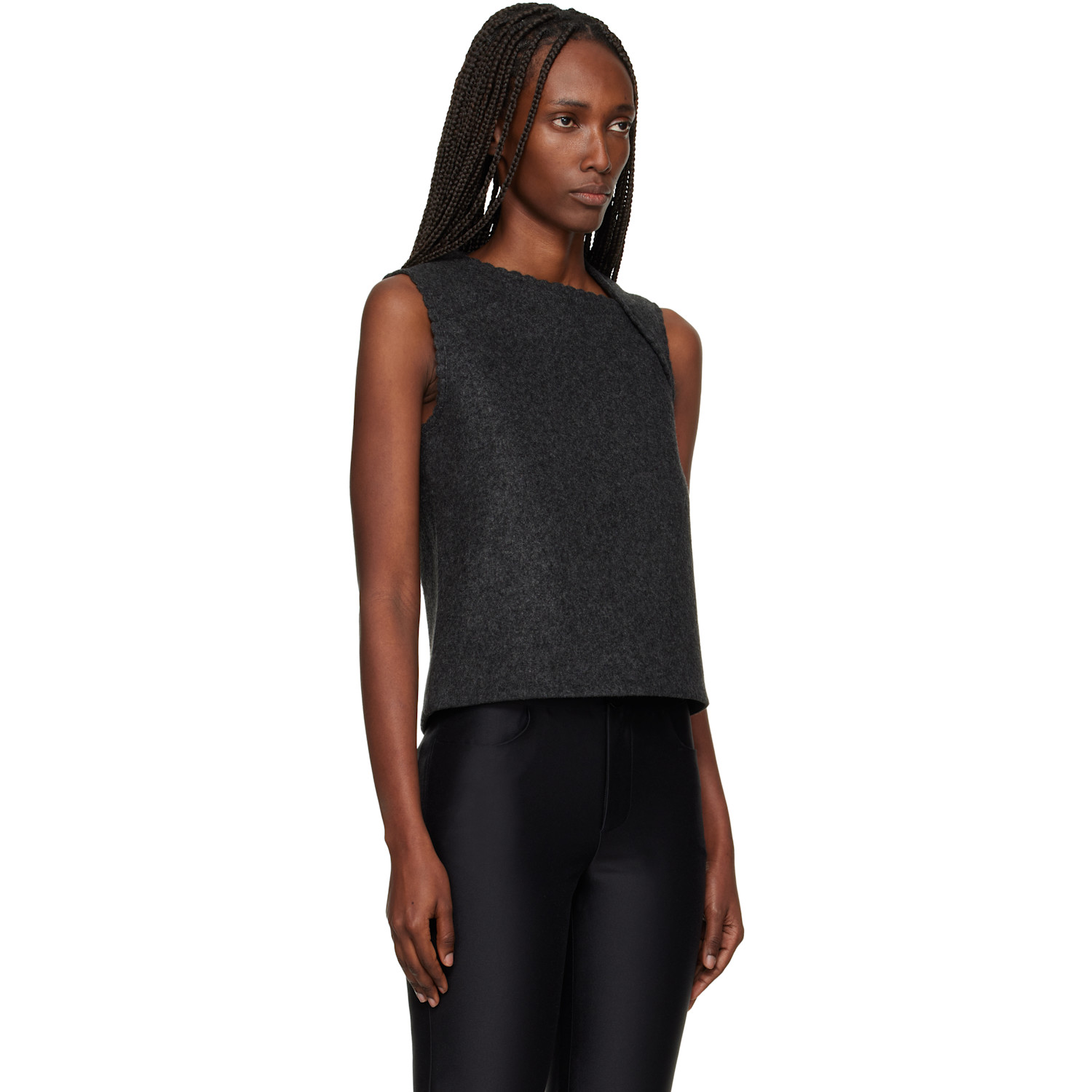  Shushu/tong Gray Asymmetric Neckline Vest 