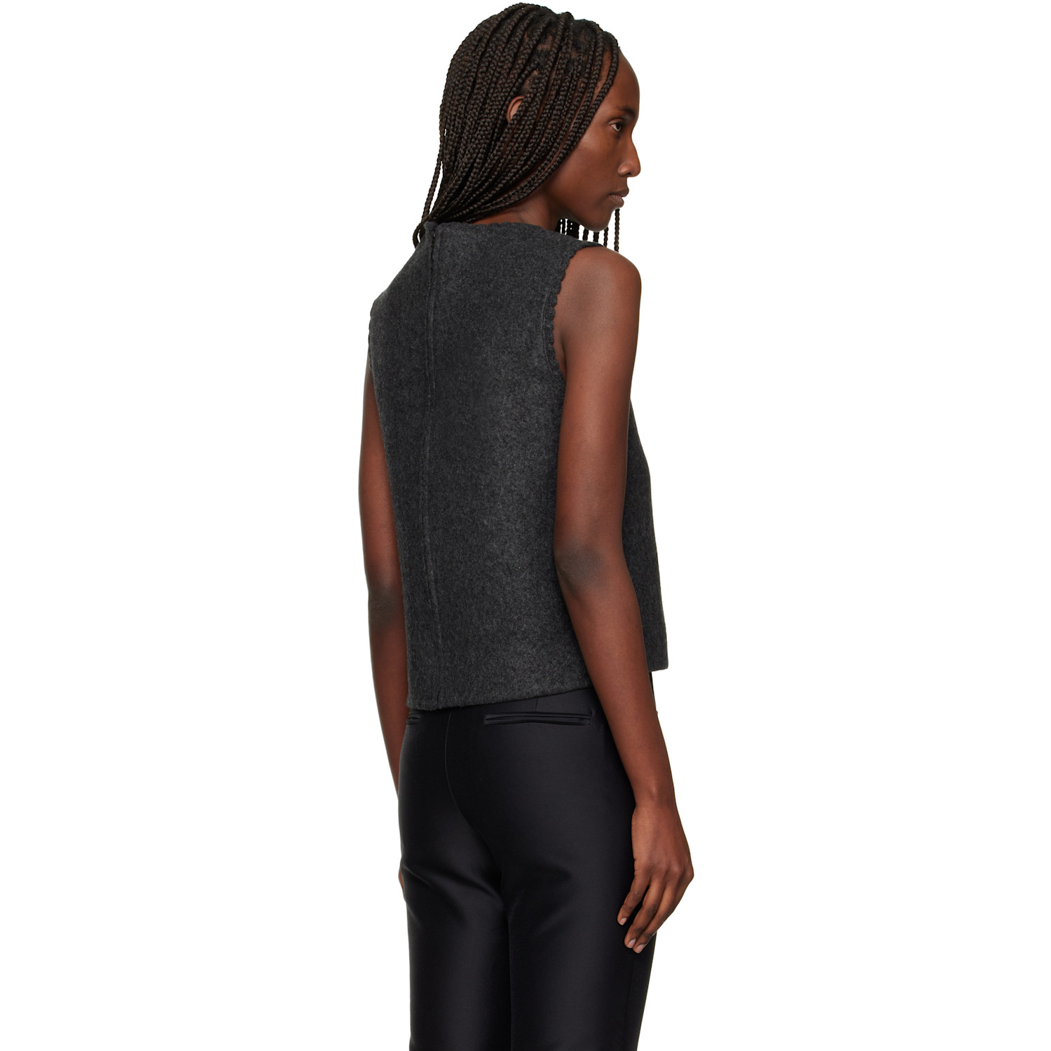  Shushu/tong Gray Asymmetric Neckline Vest 