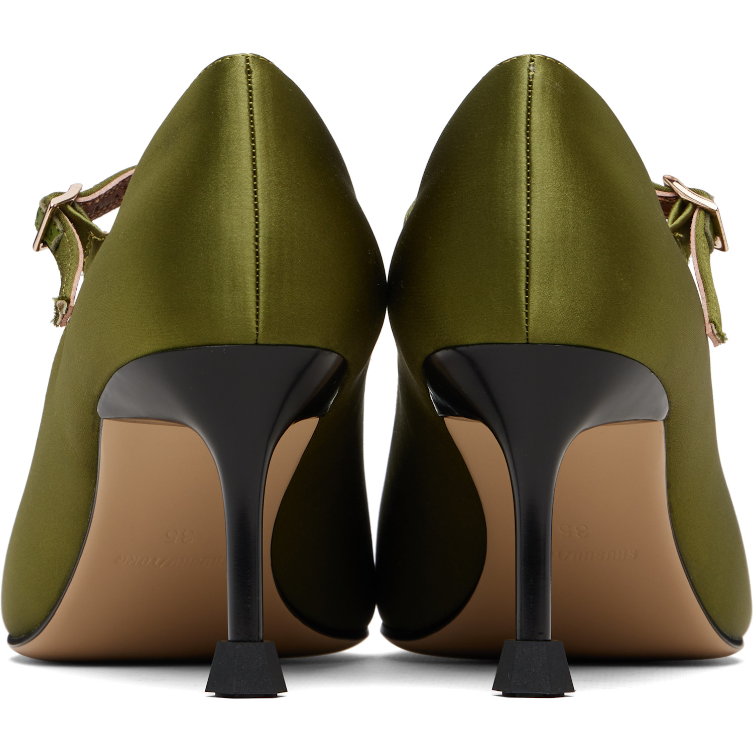  Shushu/tong Green Pointed Toe Mary Jane Heels 