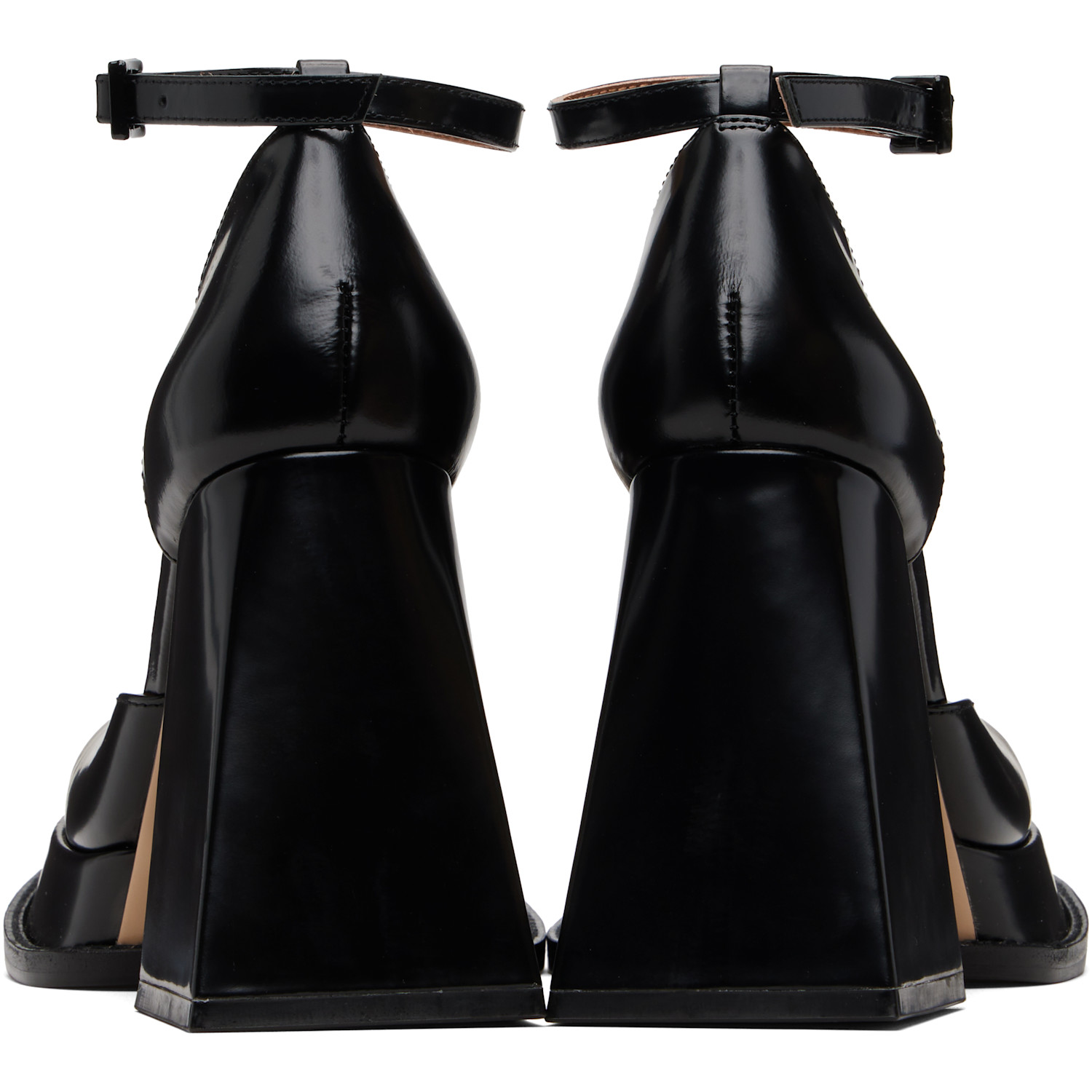  Shushu/tong Black Round Toe Strap High Heels 