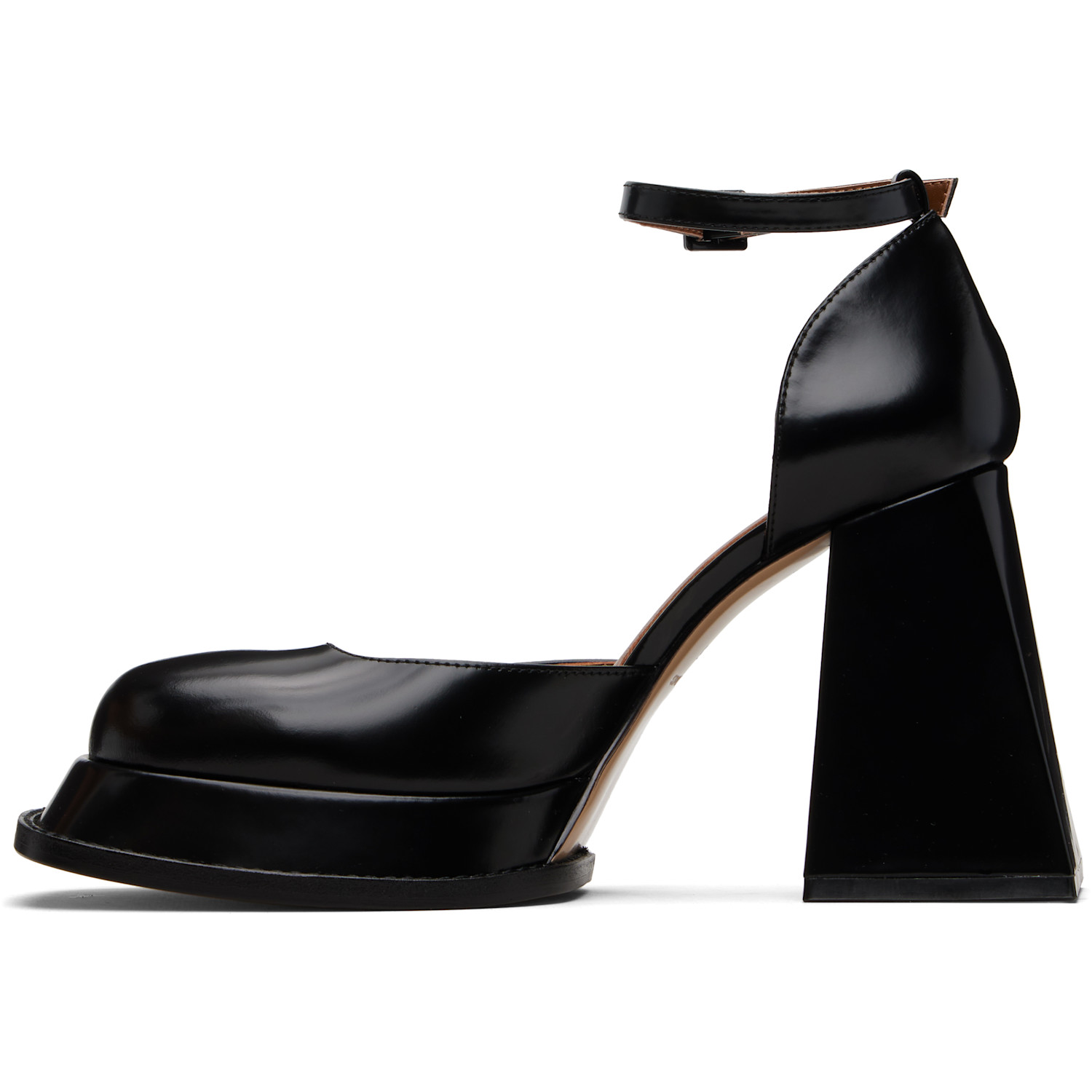  Shushu/tong Black Round Toe Strap High Heels 