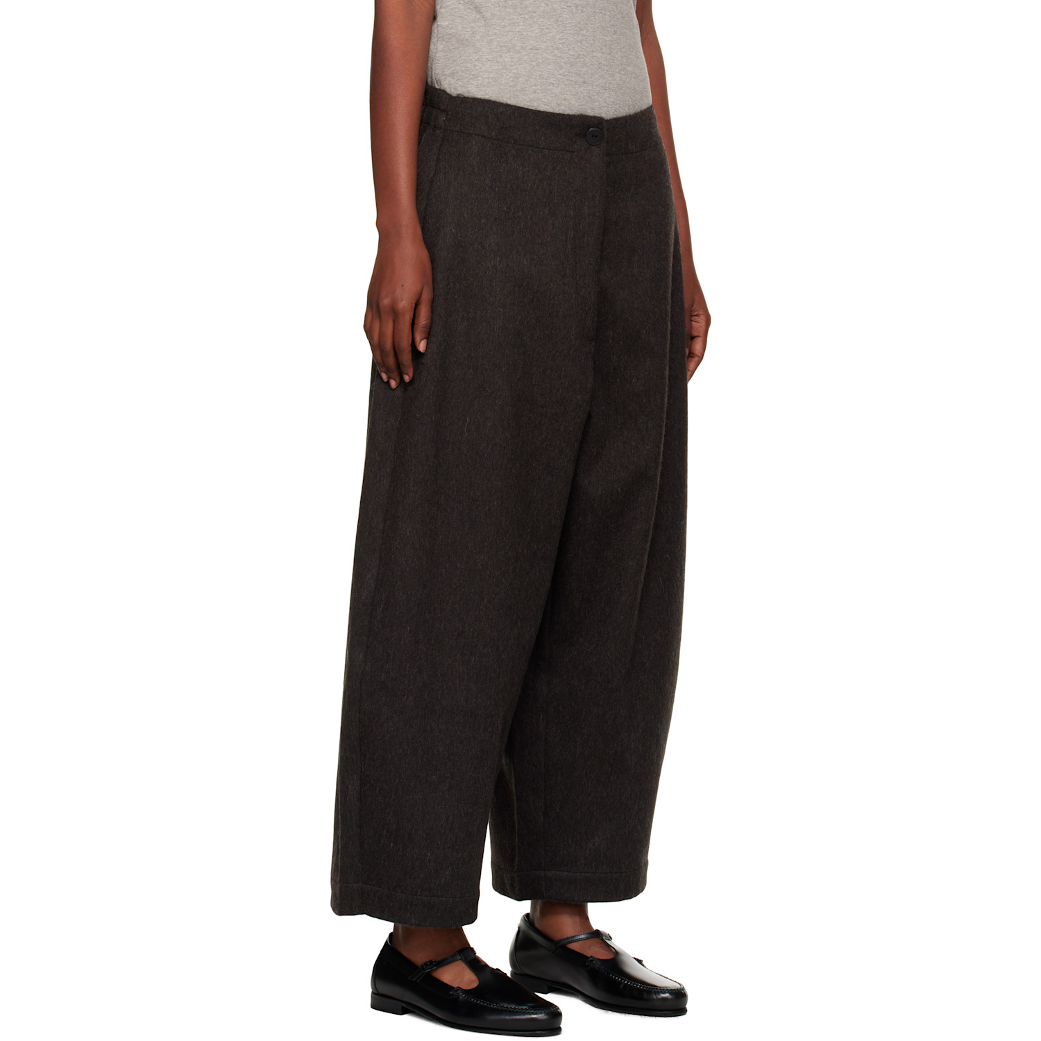  Cordera Brown Wool Curved Trousers 