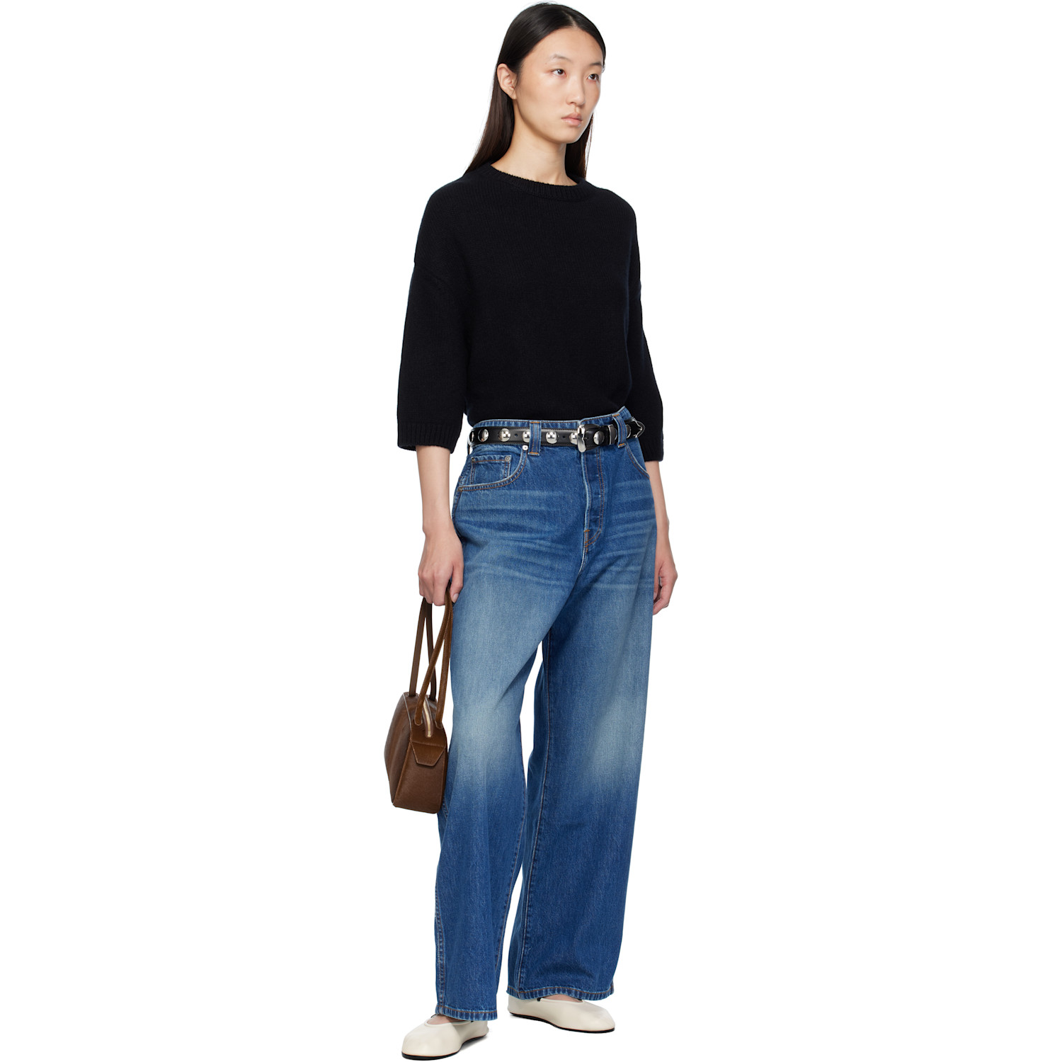  Khaite Black Benny Stud Belt 