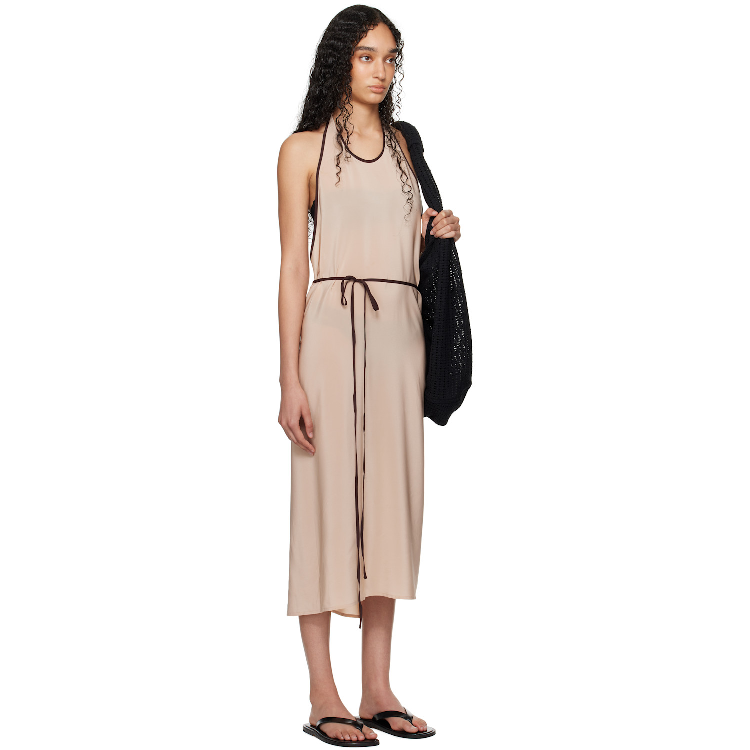  Baserange Ssense Exclusive Pink Apron Wrap Midi Dress 