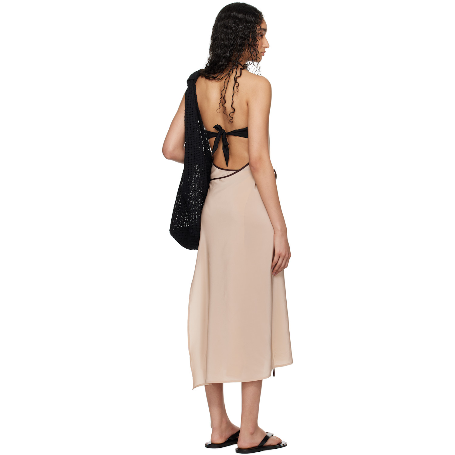  Baserange Ssense Exclusive Pink Apron Wrap Midi Dress 