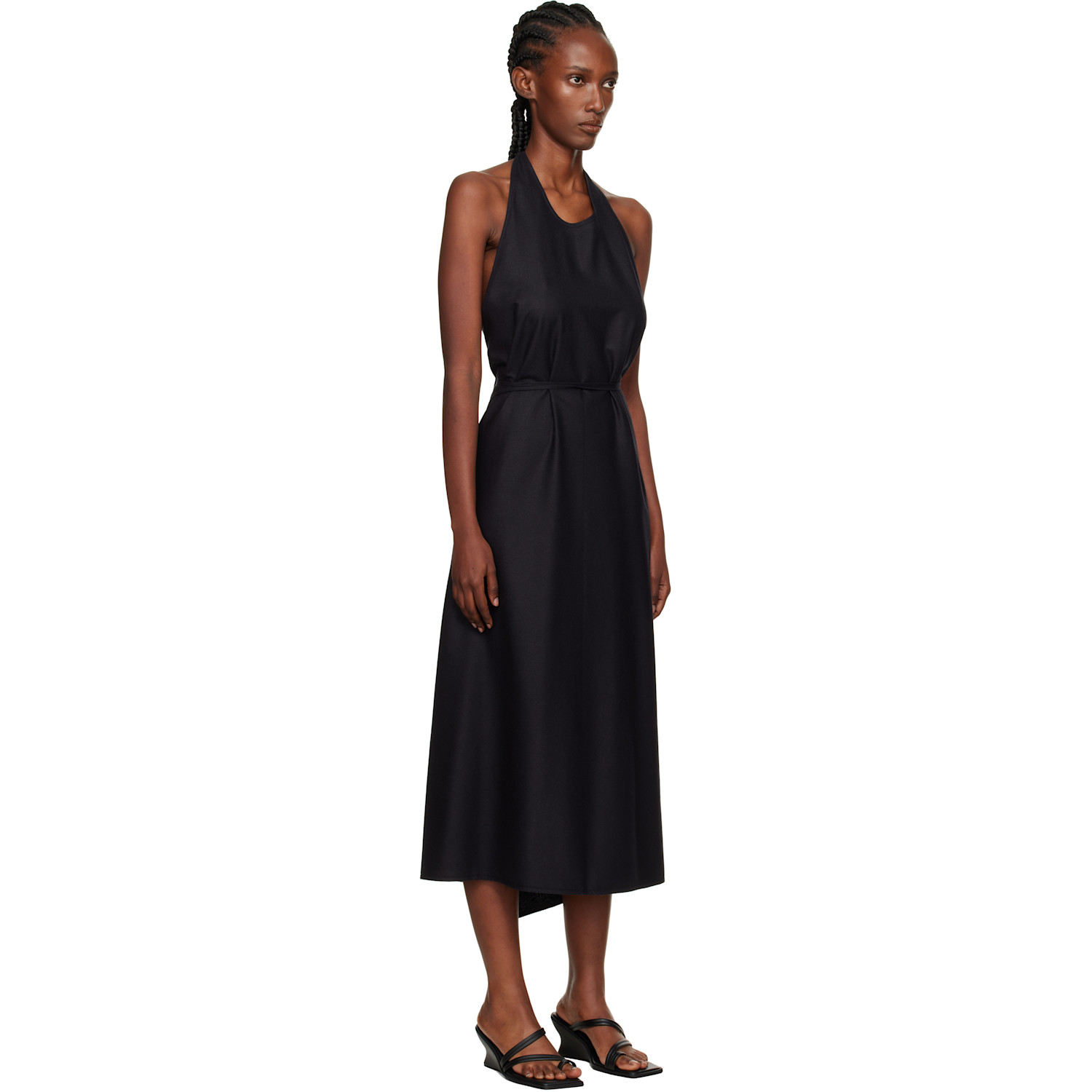  Baserange Black Apron Midi Dress 