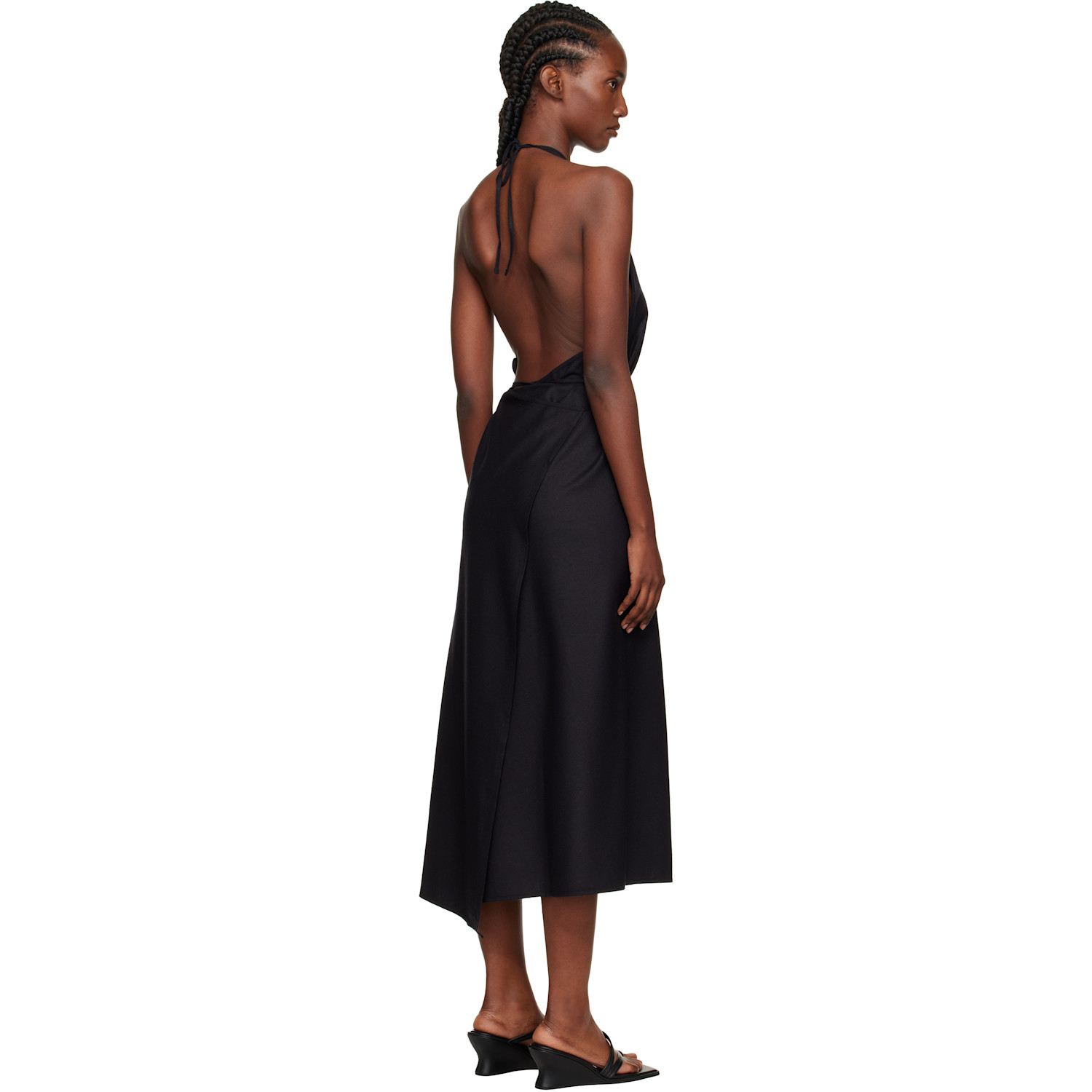  Baserange Black Apron Midi Dress 