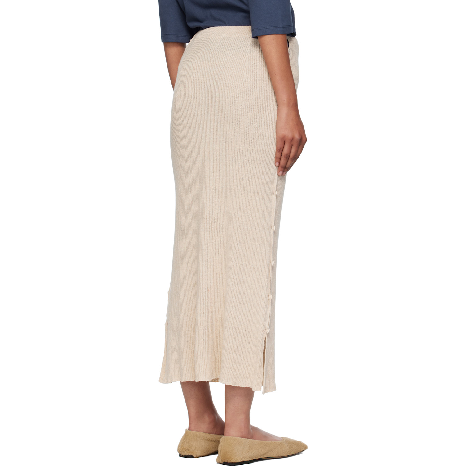  Baserange Beige Franca Midi Skirt 