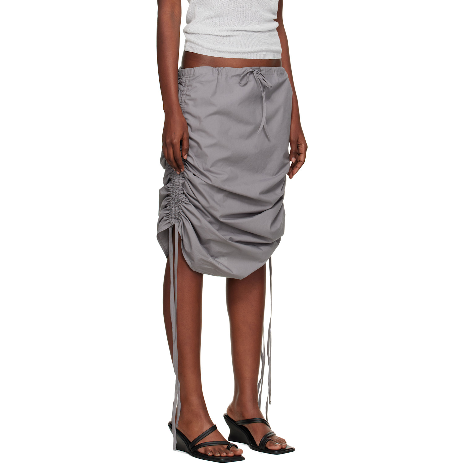  Baserange Gray Pictorial Strap Maxi Skirt 