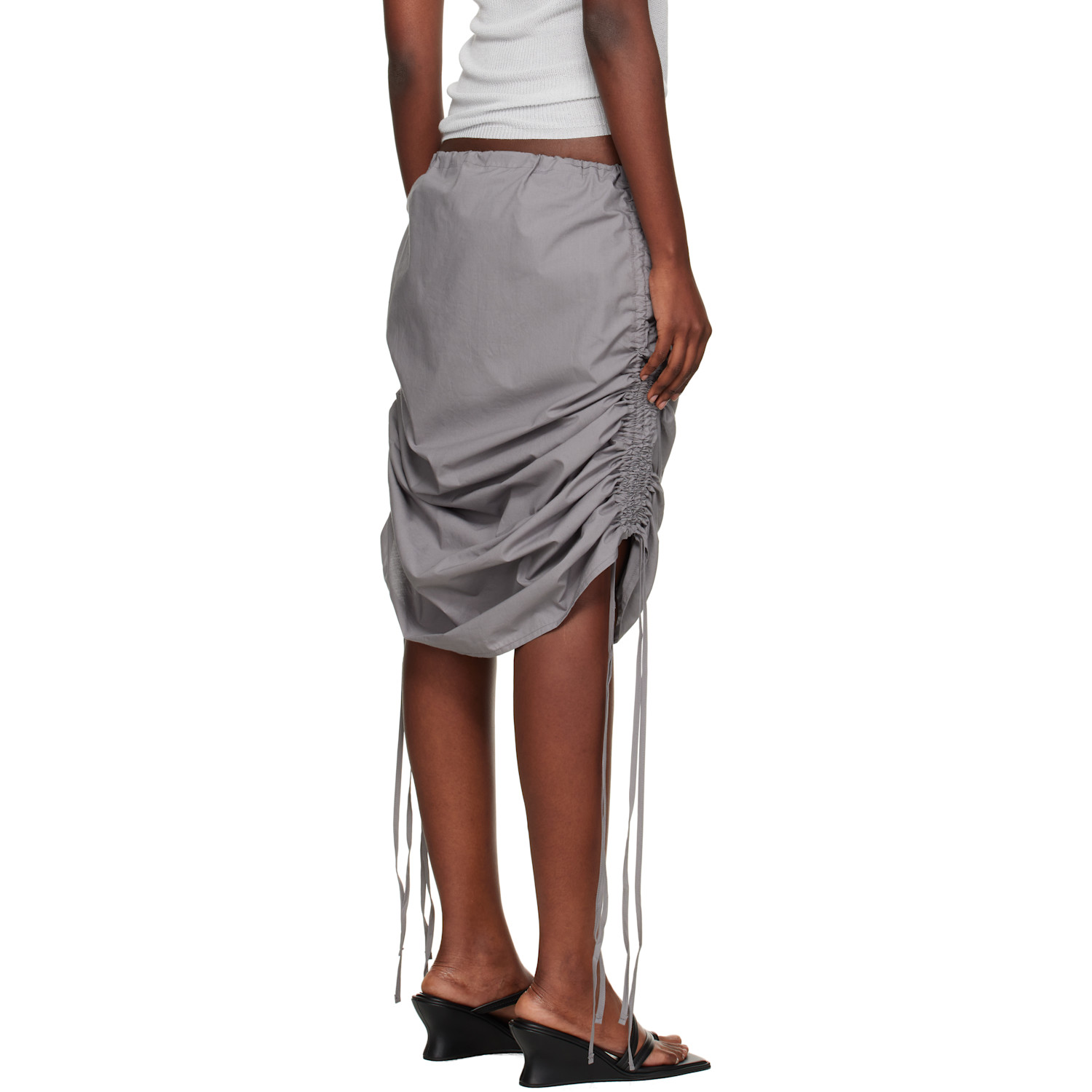  Baserange Gray Pictorial Strap Maxi Skirt 