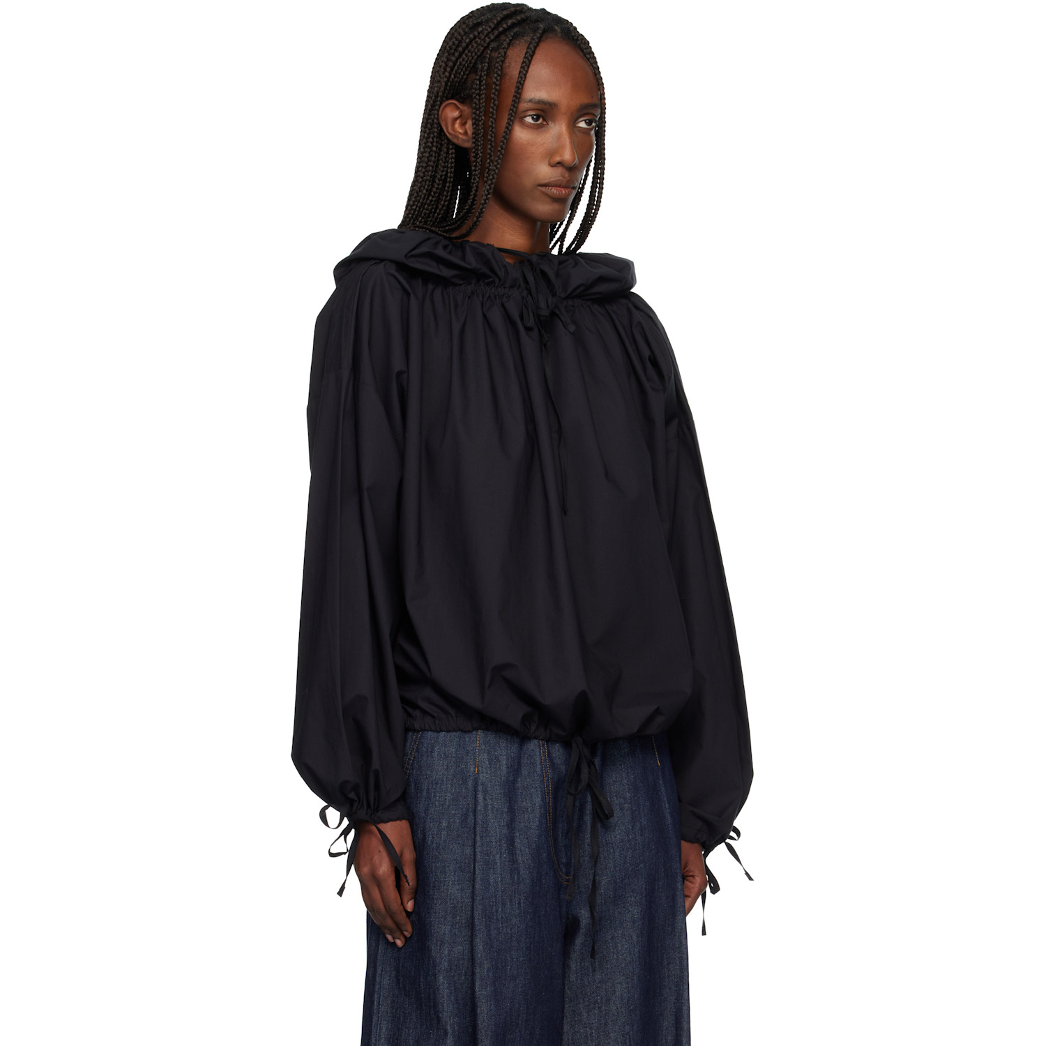  Baserange Black Point Hooded Blouse 
