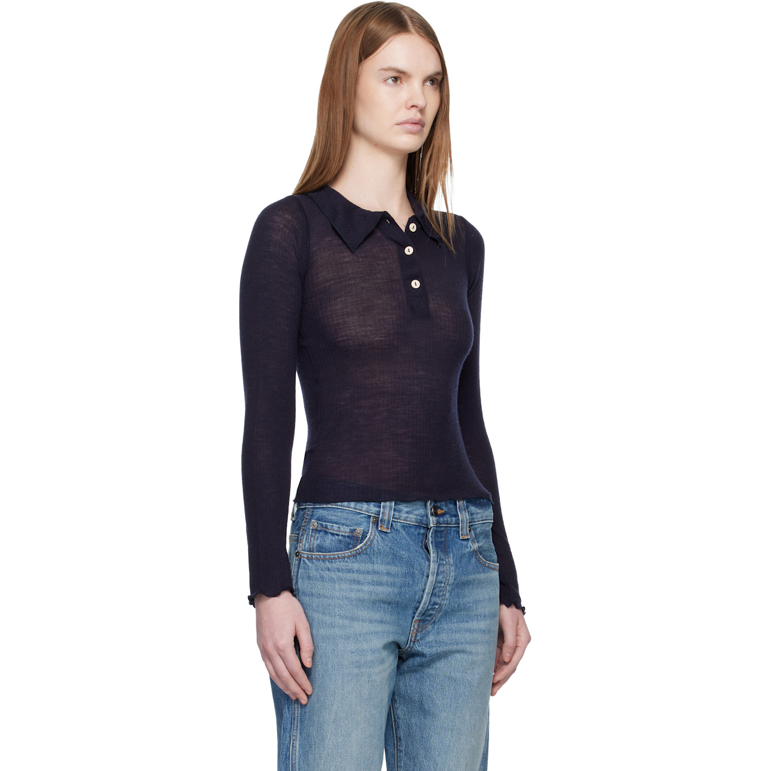  Baserange Navy Dual Long Sleeve Polo 
