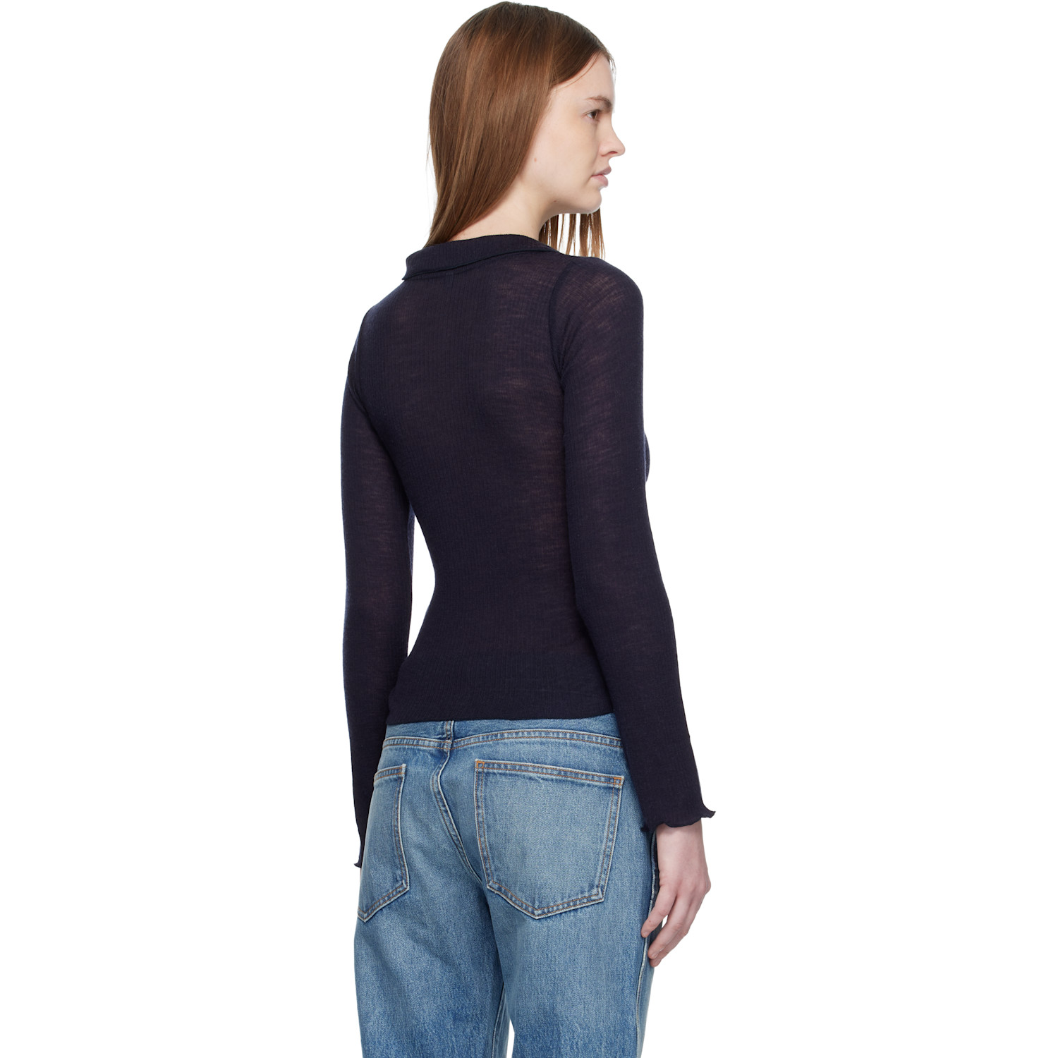  Baserange Navy Dual Long Sleeve Polo 