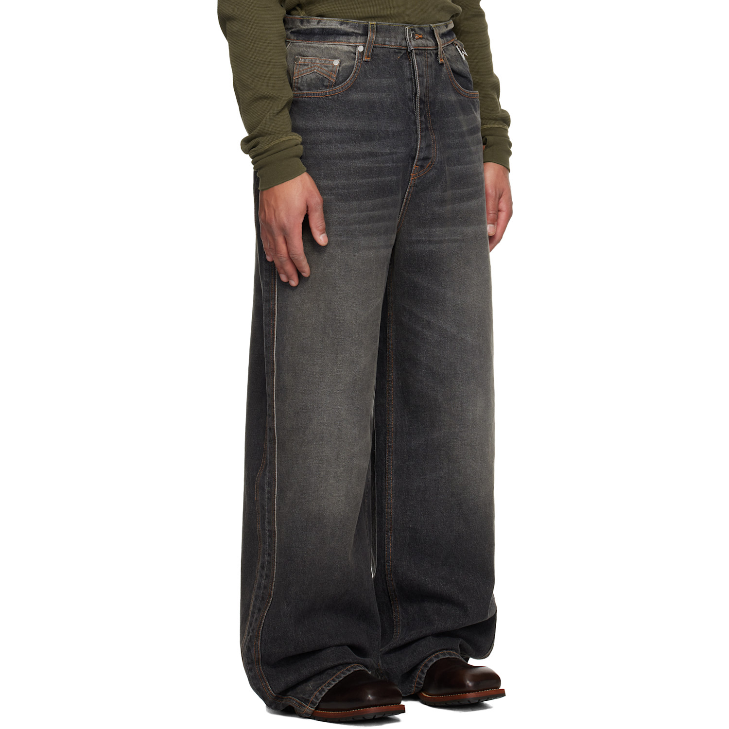  Rhude Gray Wide Leg Traxedo Jeans 