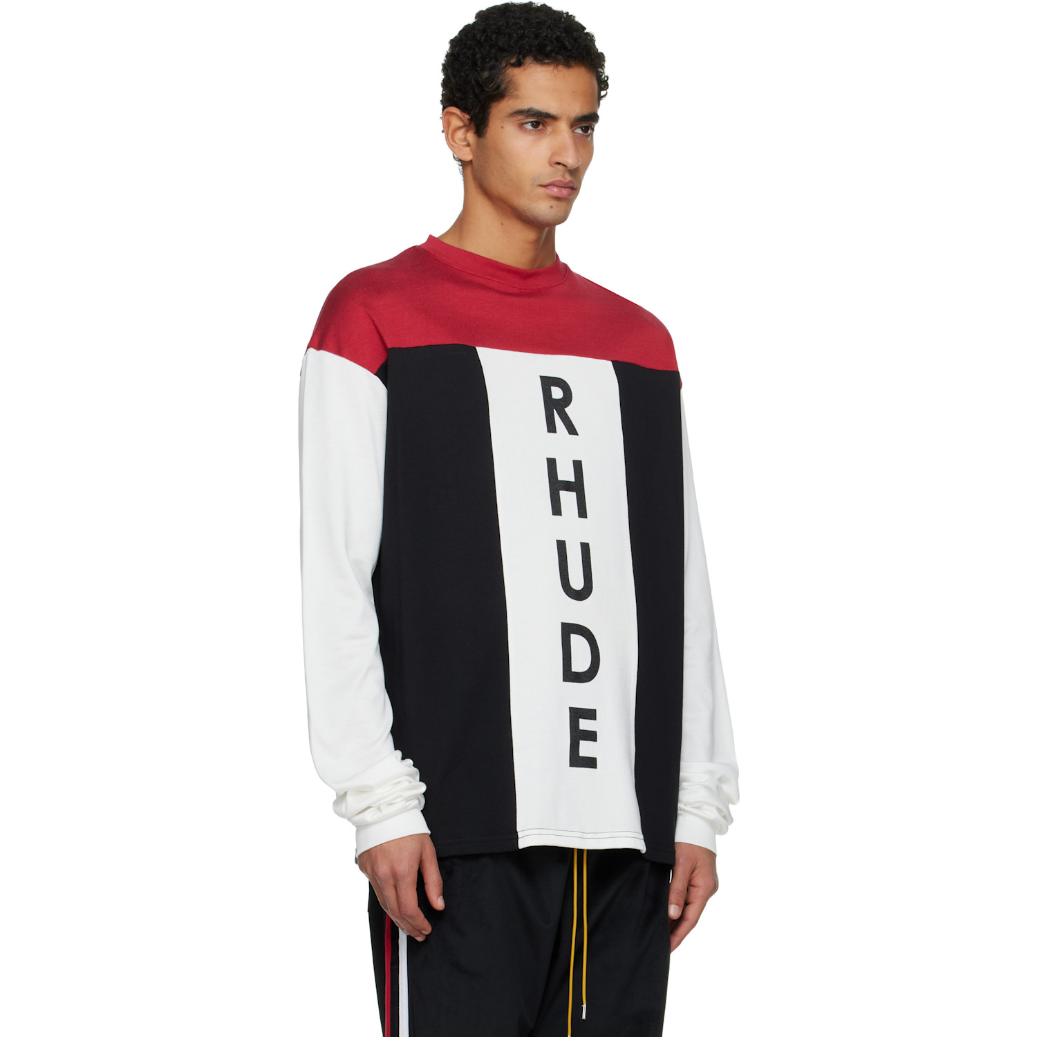  Rhude White & Black Intake Tri-panel Ls T-shirt 