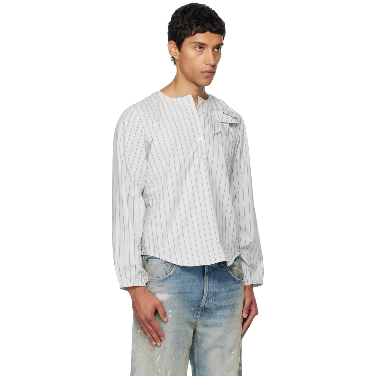  Ashley Williams Green Stripe Bow Shirt 