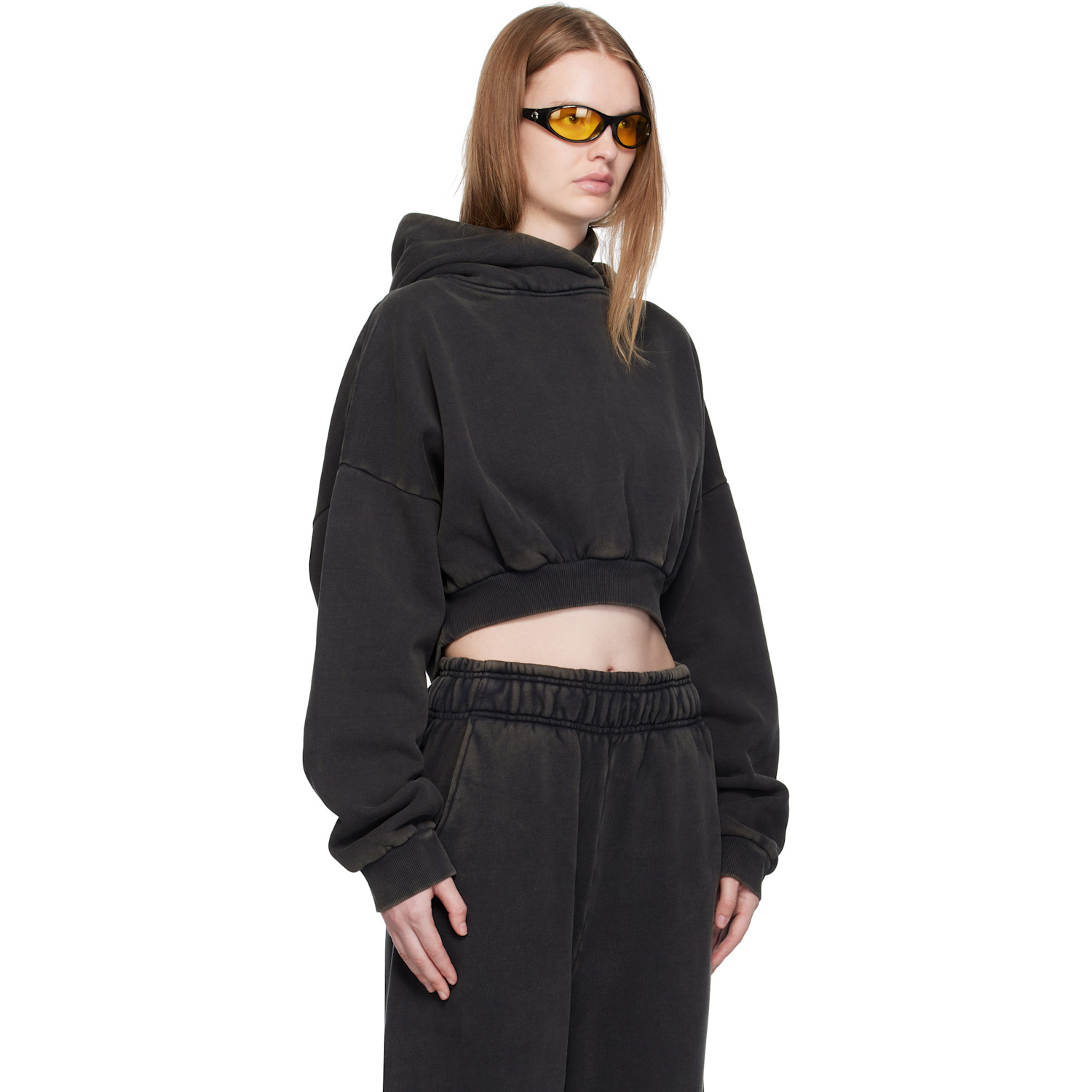  Entire Studios Black Cropped Heavy Hoodie 