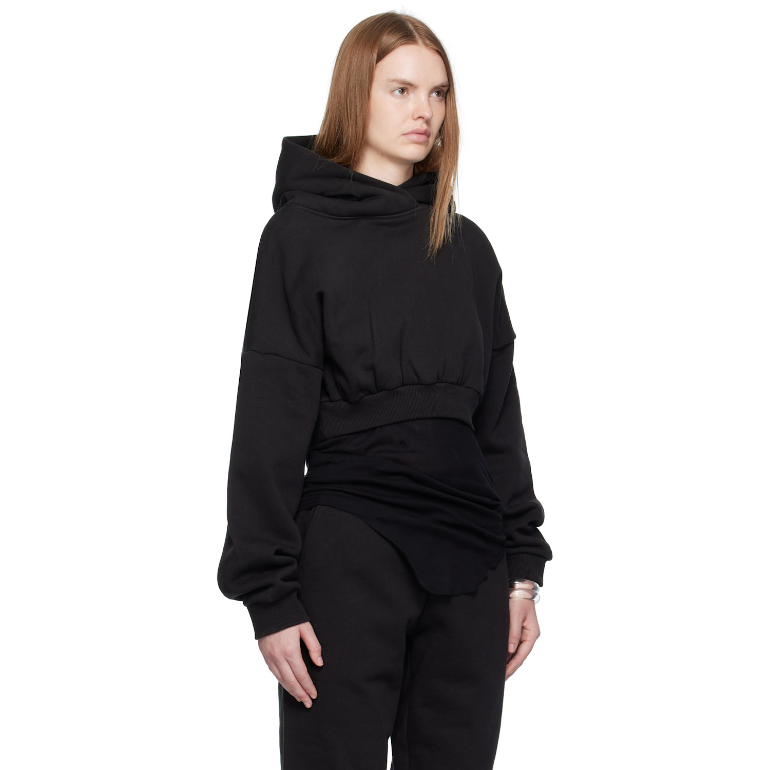  Entire Studios Black Cropped Heavy Hoodie 