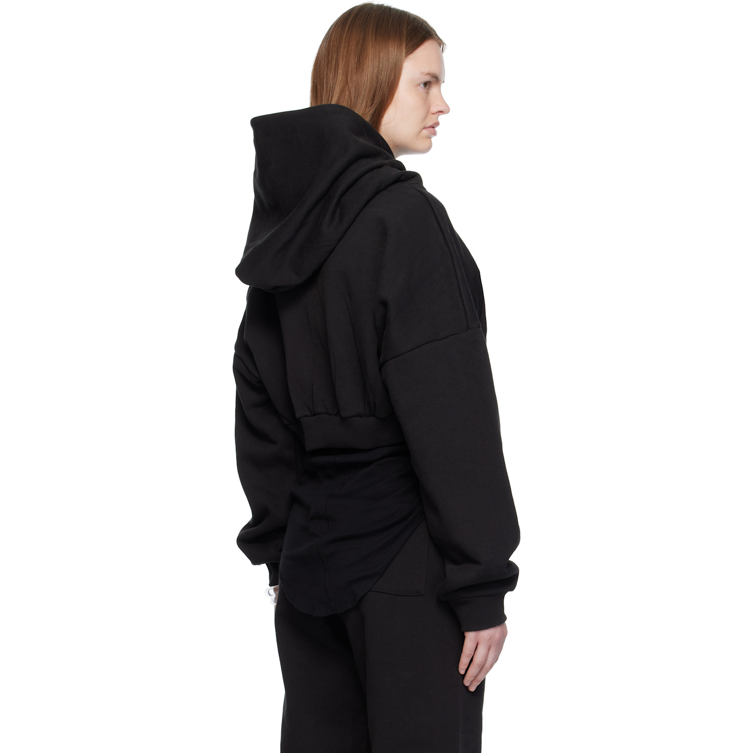  Entire Studios Black Cropped Heavy Hoodie 