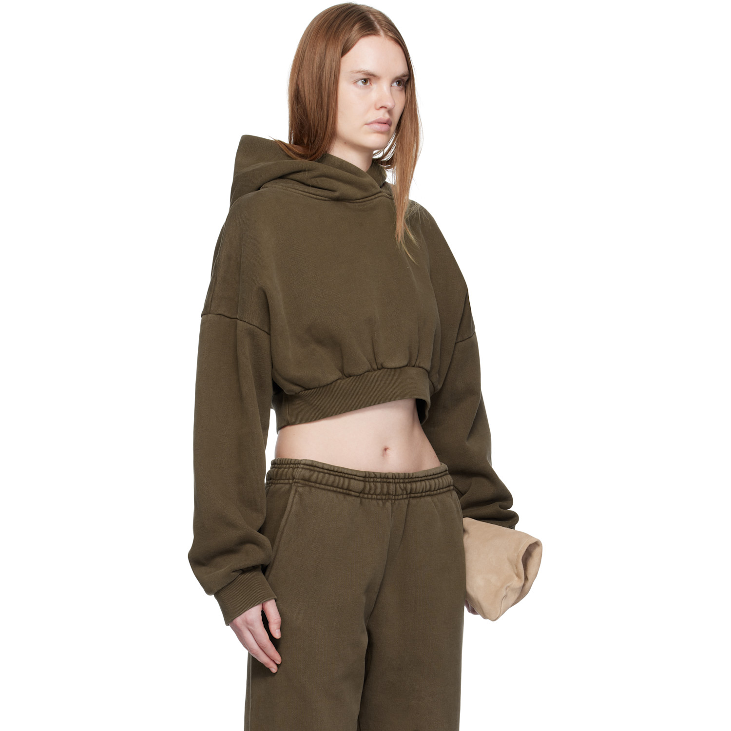  Entire Studios Brown Cropped Heavy Hoodie 