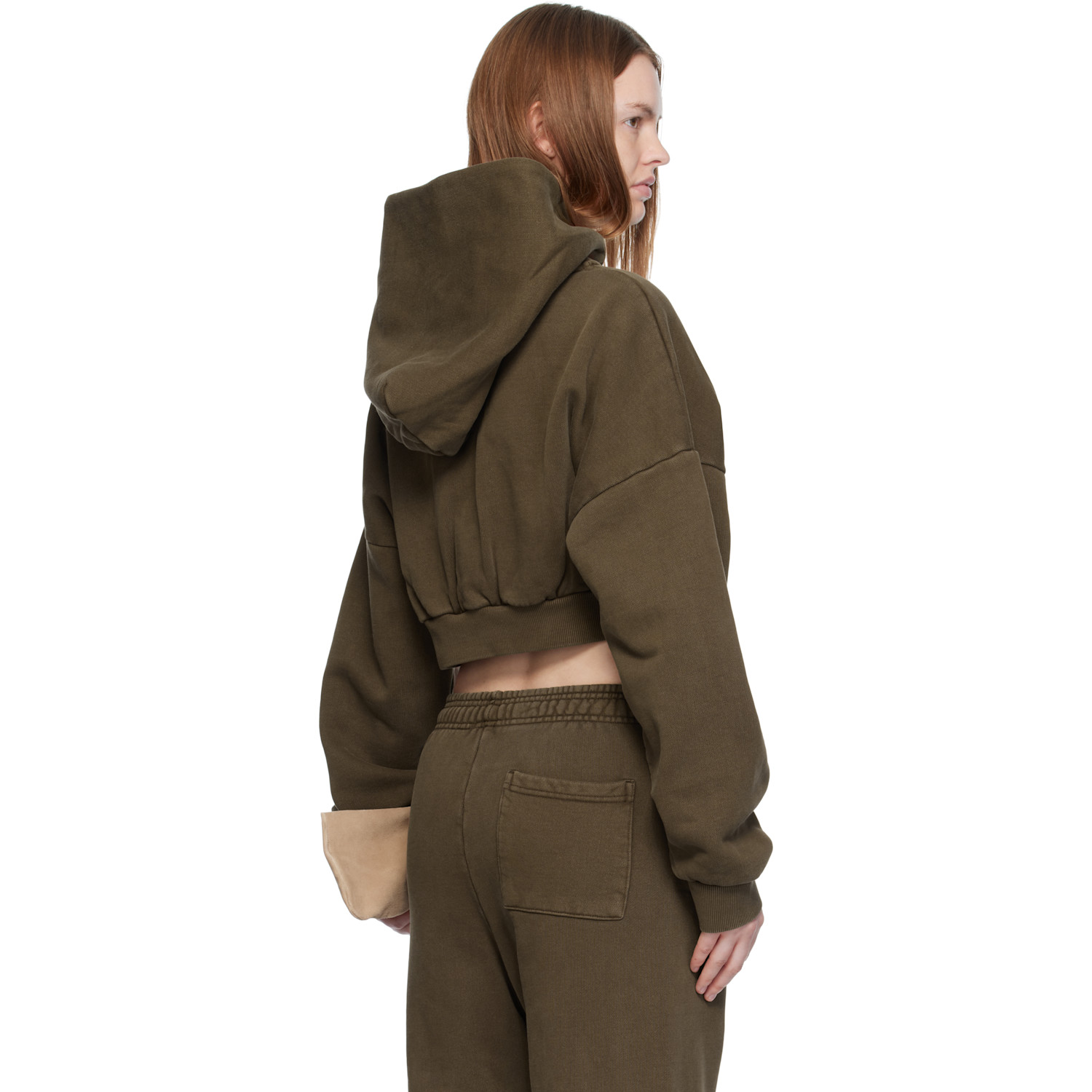  Entire Studios Brown Cropped Heavy Hoodie 