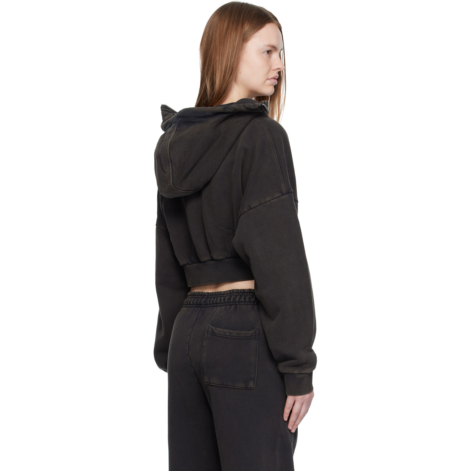  Entire Studios Black Cropped Full Zip Hoodie 