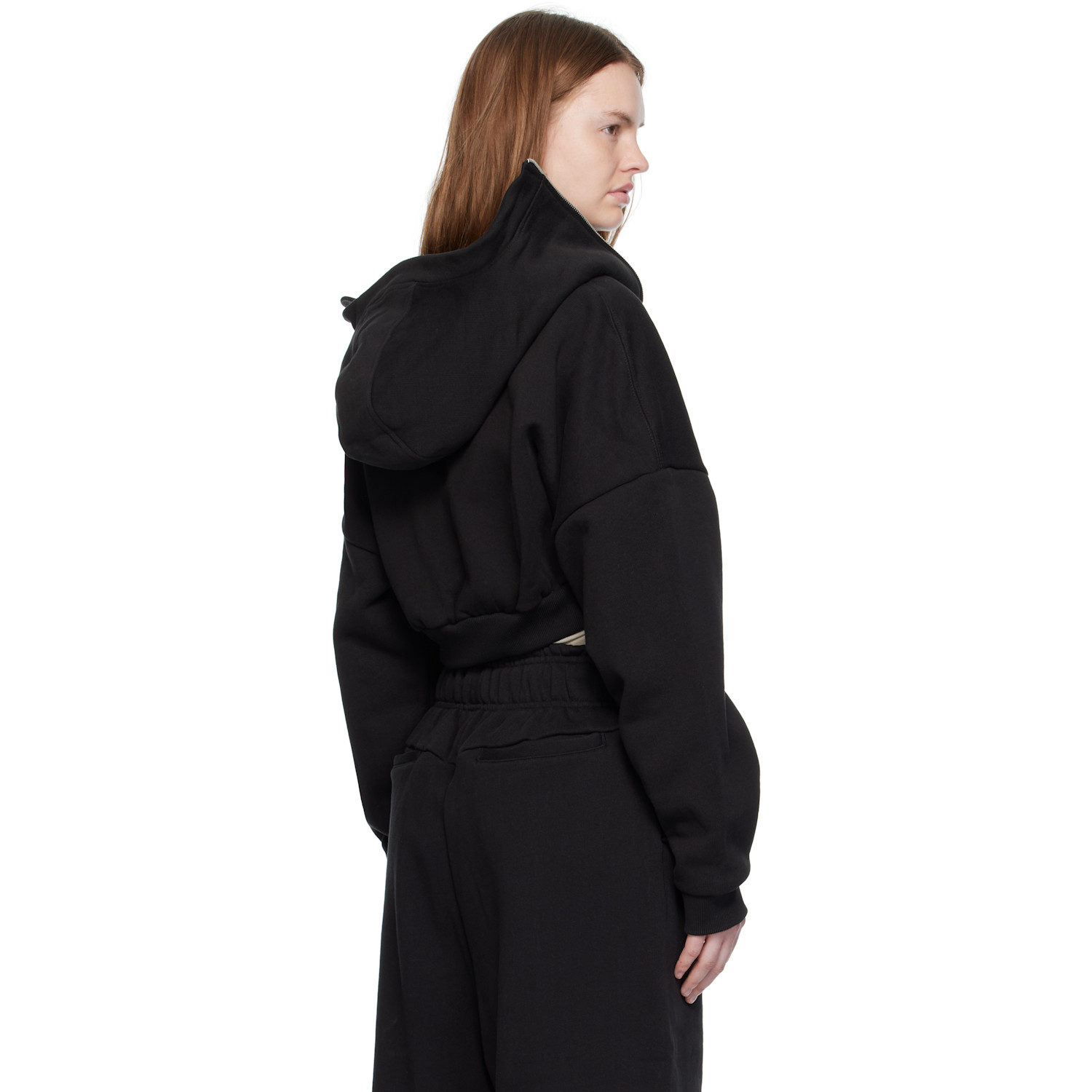  Entire Studios Black Cropped Full Zip Hoodie 