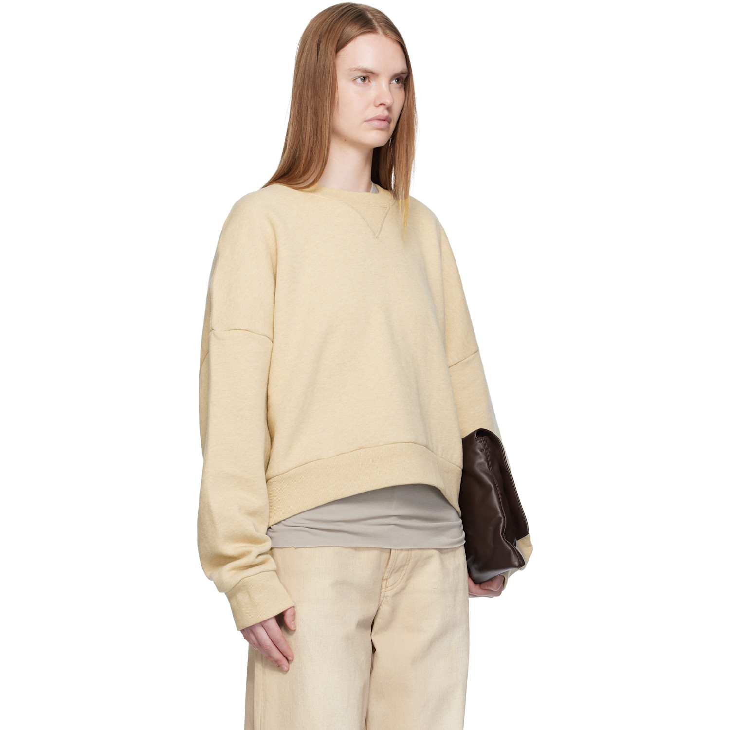  Entire Studios Beige Box Crew Sweatshirt 