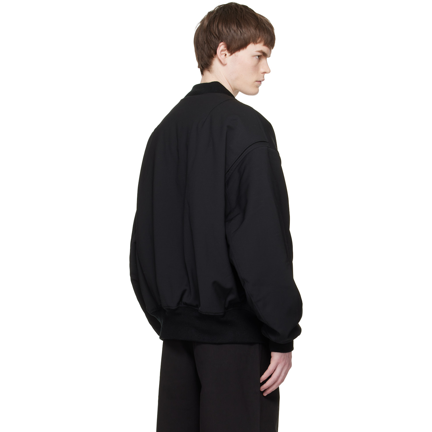  Entire Studios Black Broad Wool Bomber Jacket 