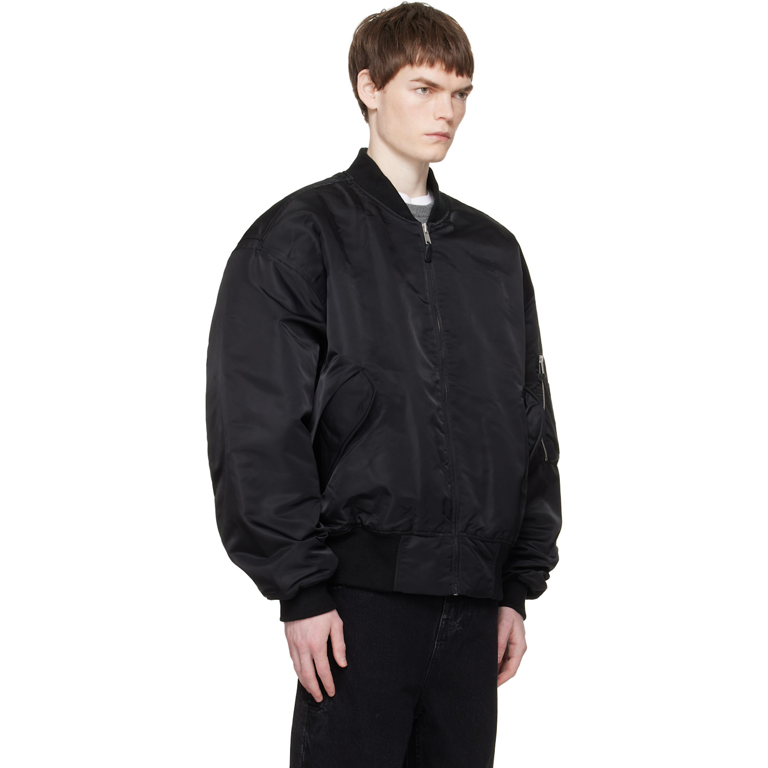  Entire Studios Black Broad Bomber Jacket 