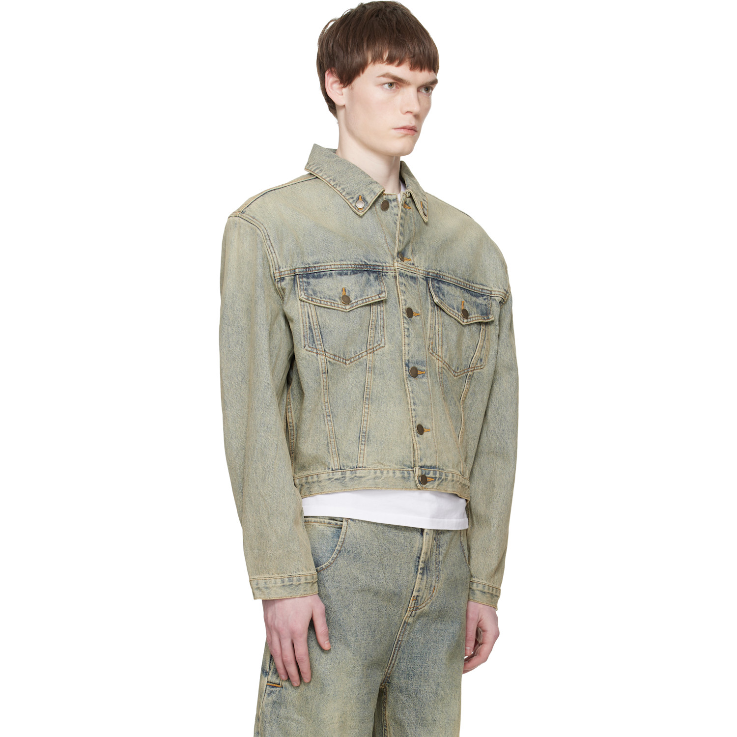  Entire Studios Blue Shrunken Denim Jacket 