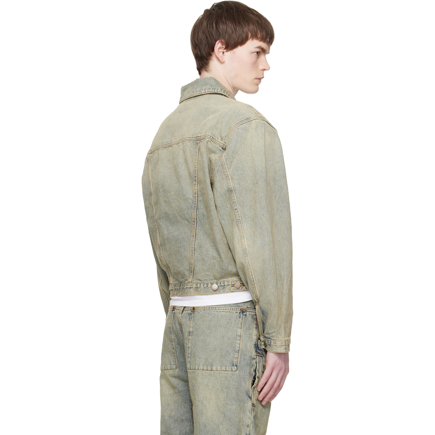  Entire Studios Blue Shrunken Denim Jacket 
