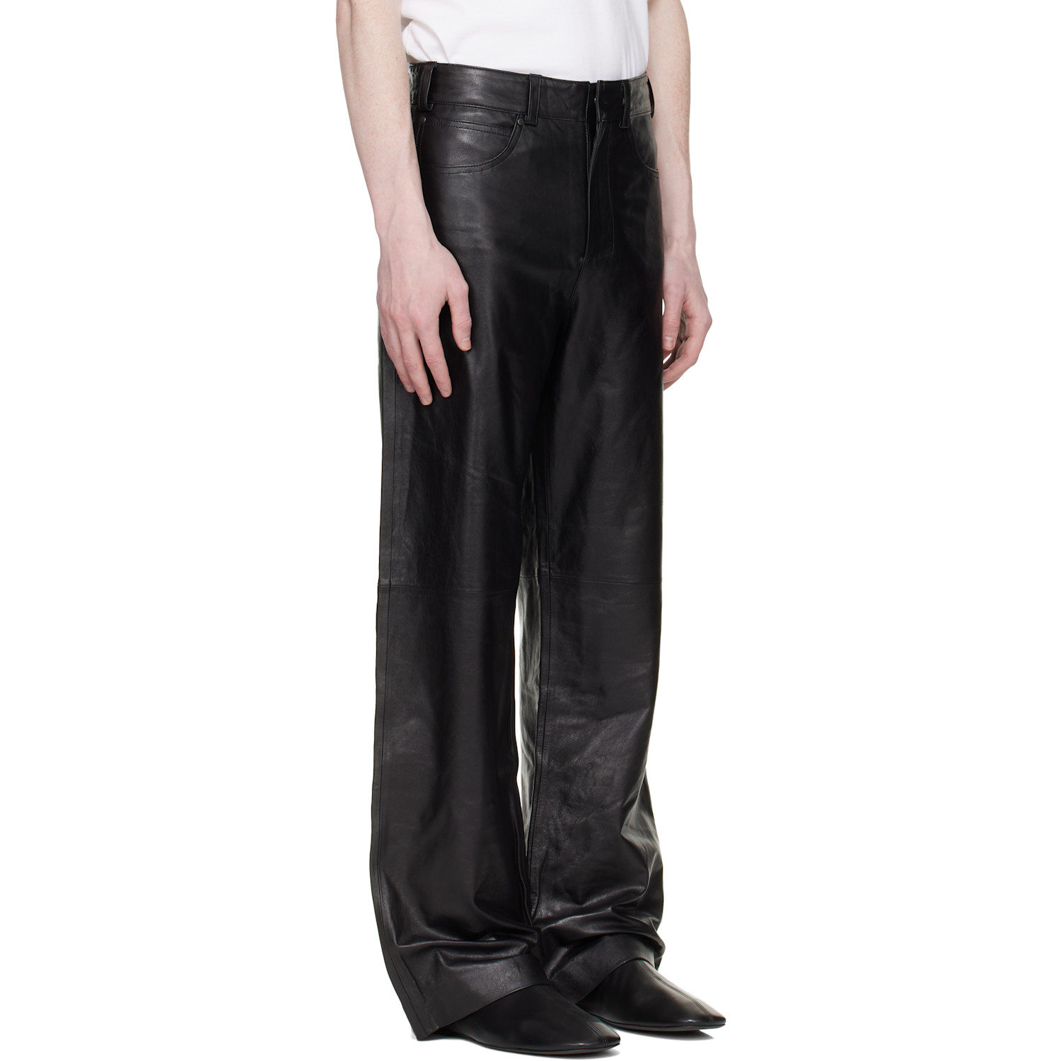  Entire Studios Black Straight Leg Leather Pants 