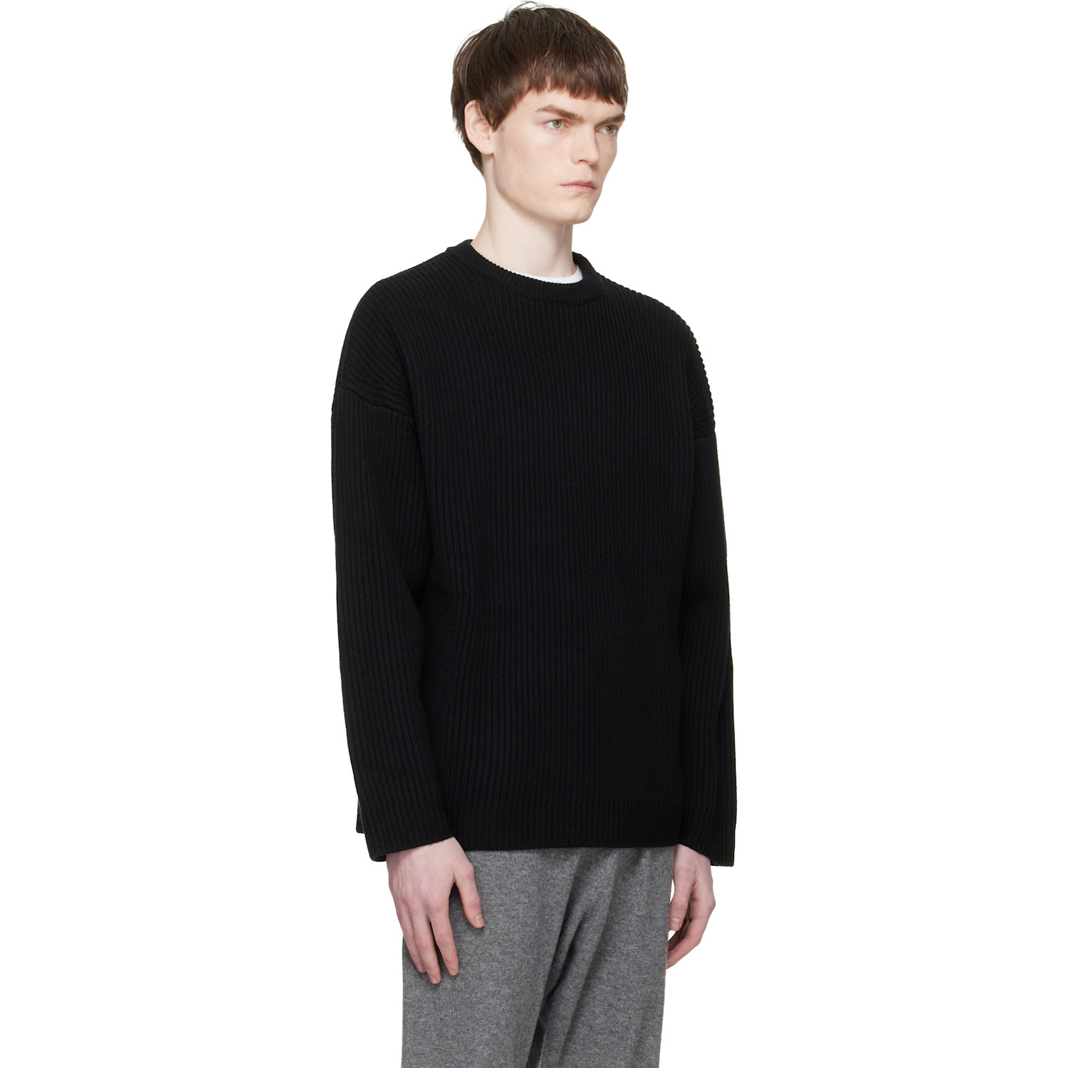  Entire Studios Black Oversized Knit Crewneck Sweater 
