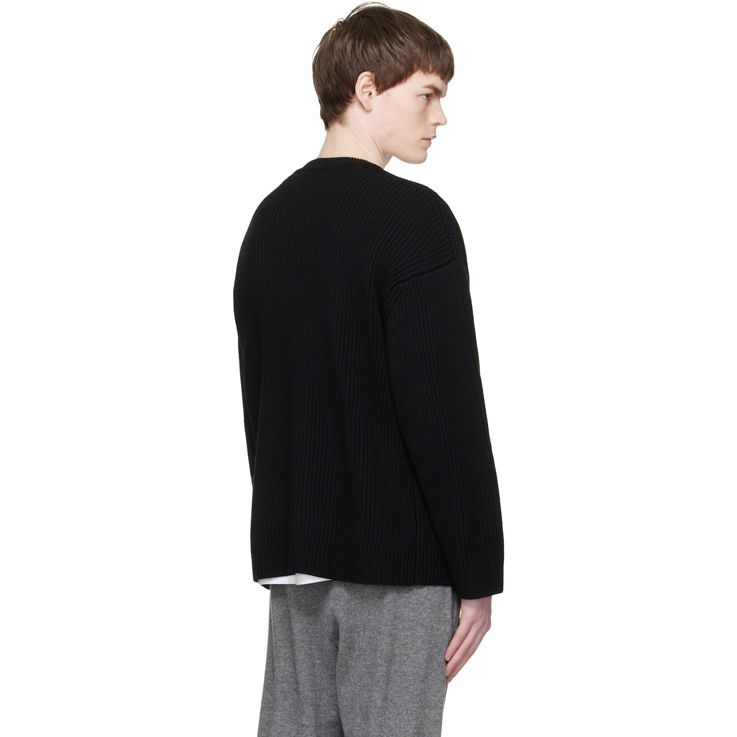  Entire Studios Black Oversized Knit Crewneck Sweater 