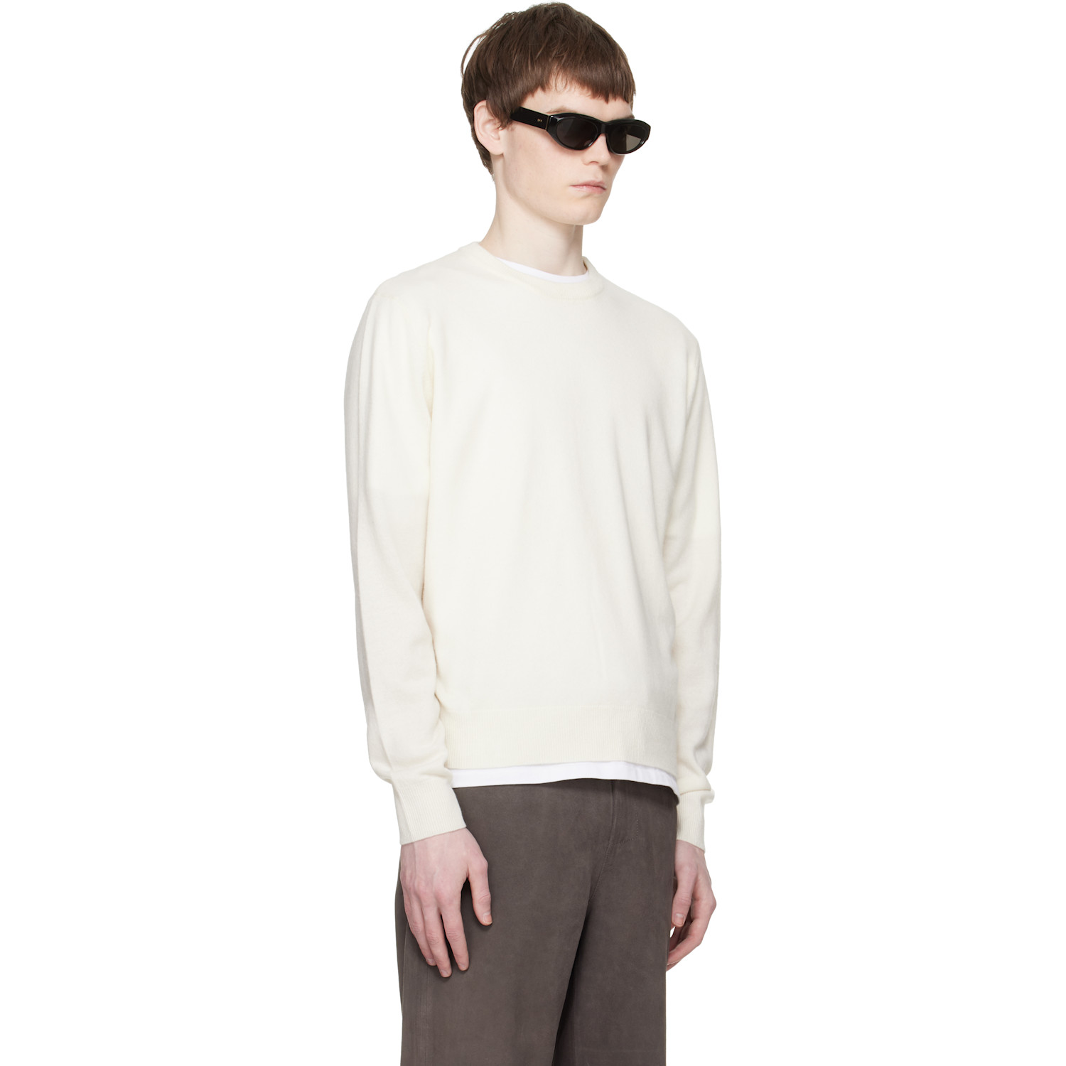  Entire Studios White Knit Crewneck Sweater 