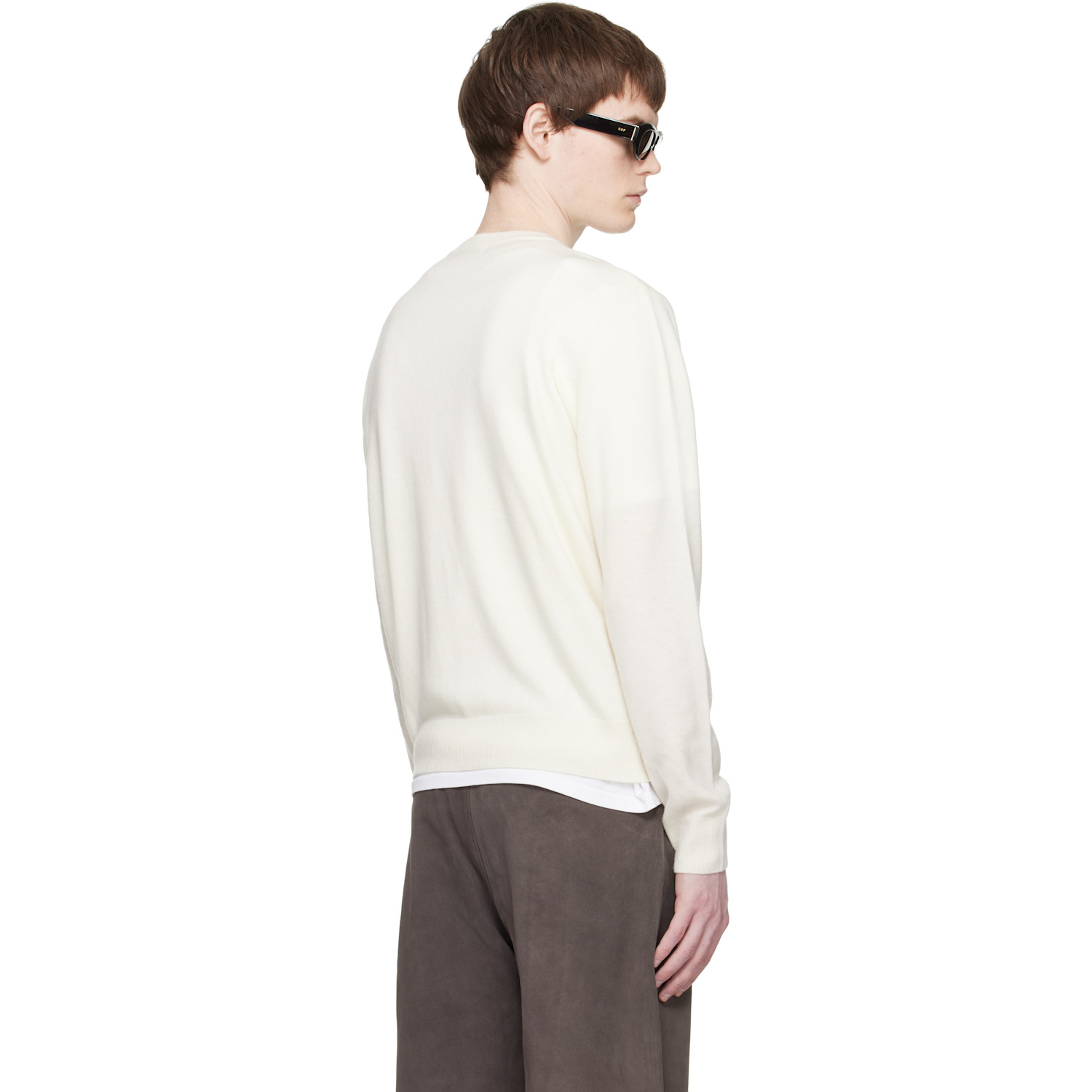  Entire Studios White Knit Crewneck Sweater 