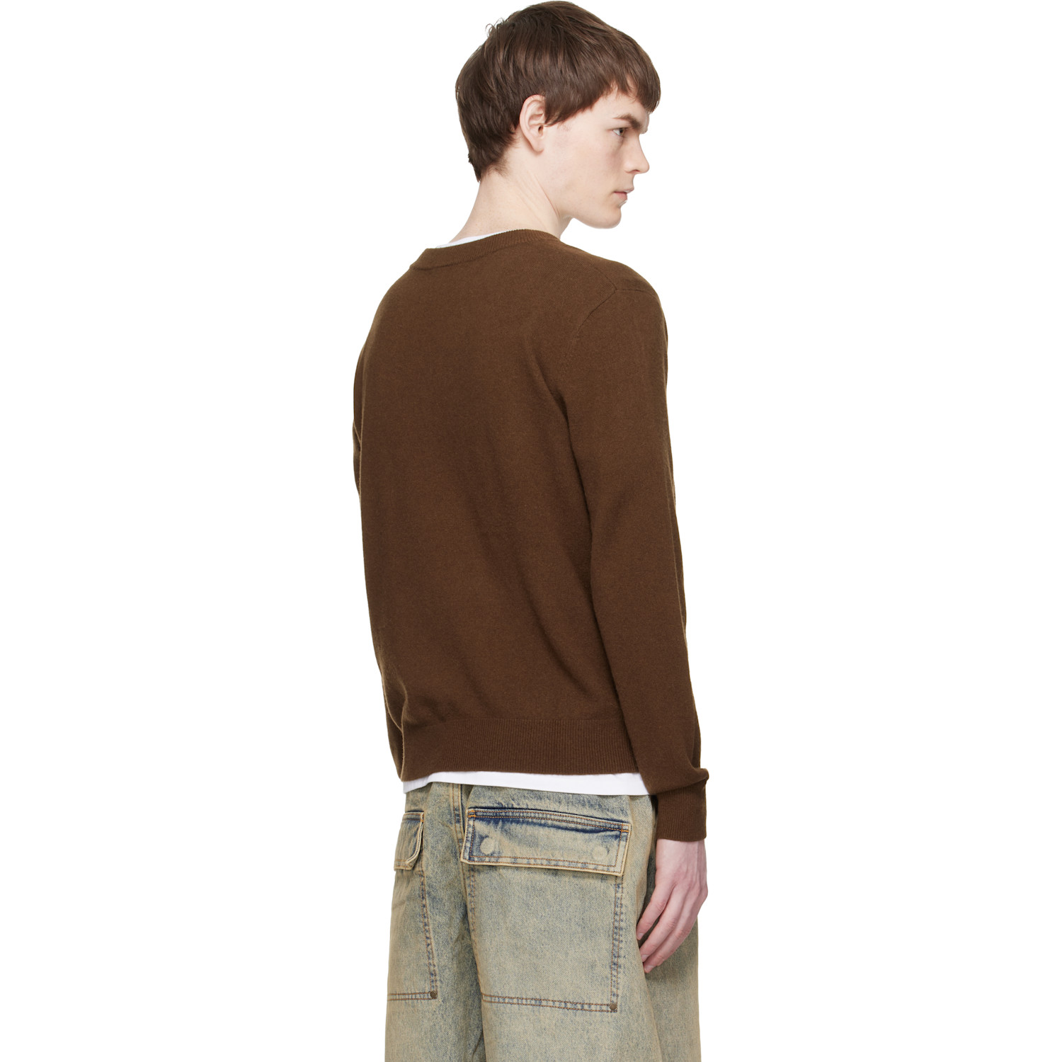  Entire Studios Brown Knit V Neck Sweater 