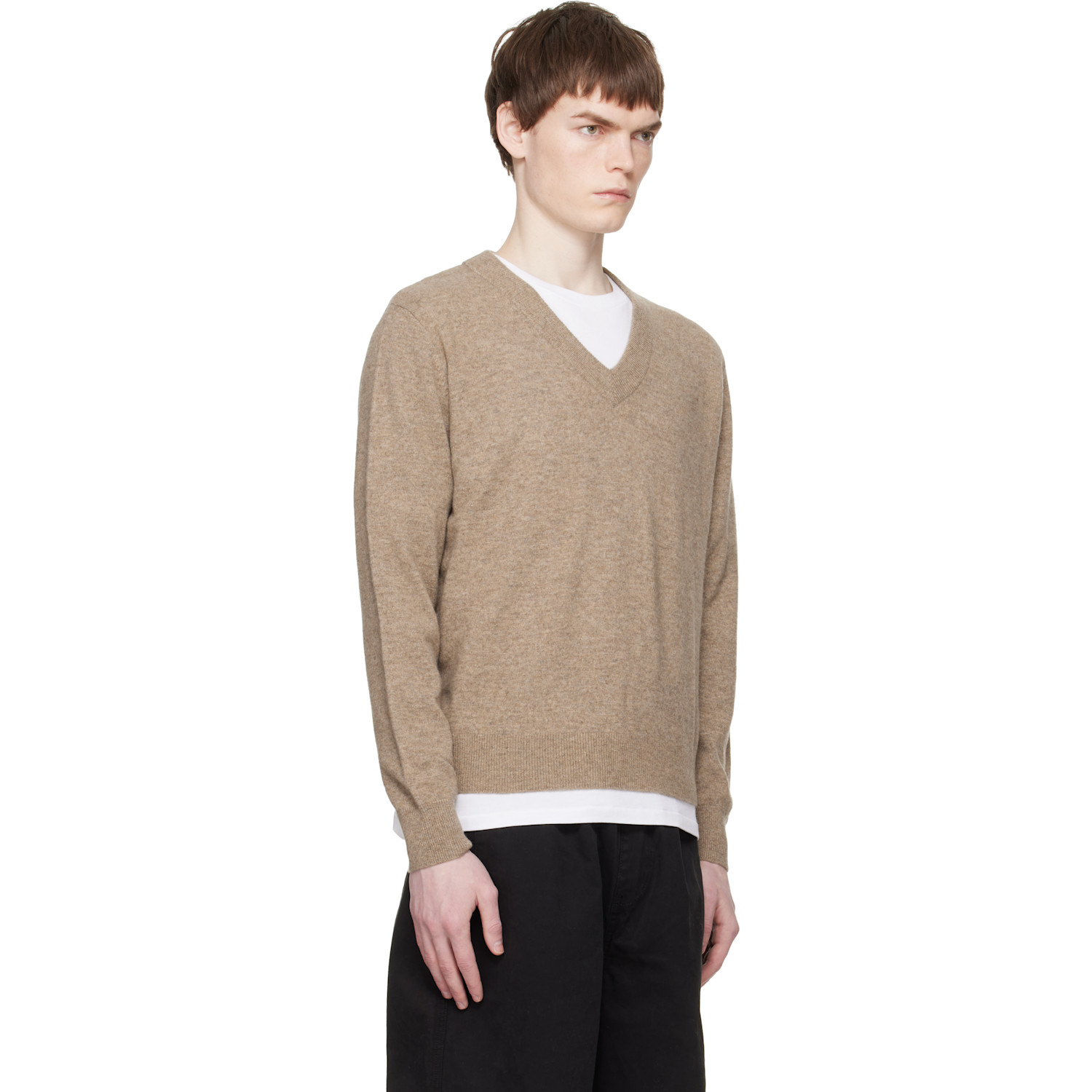  Entire Studios Beige Knit V Neck Sweater 