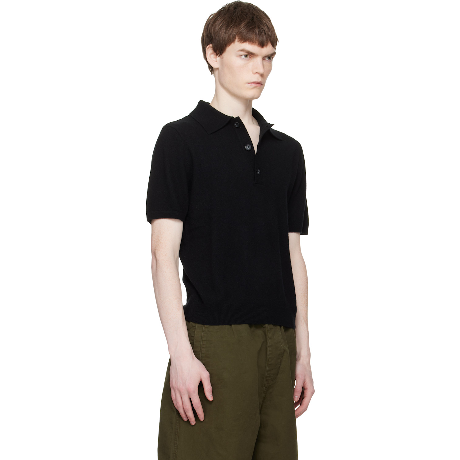  Entire Studios Black Short Sleeve Knit Polo 