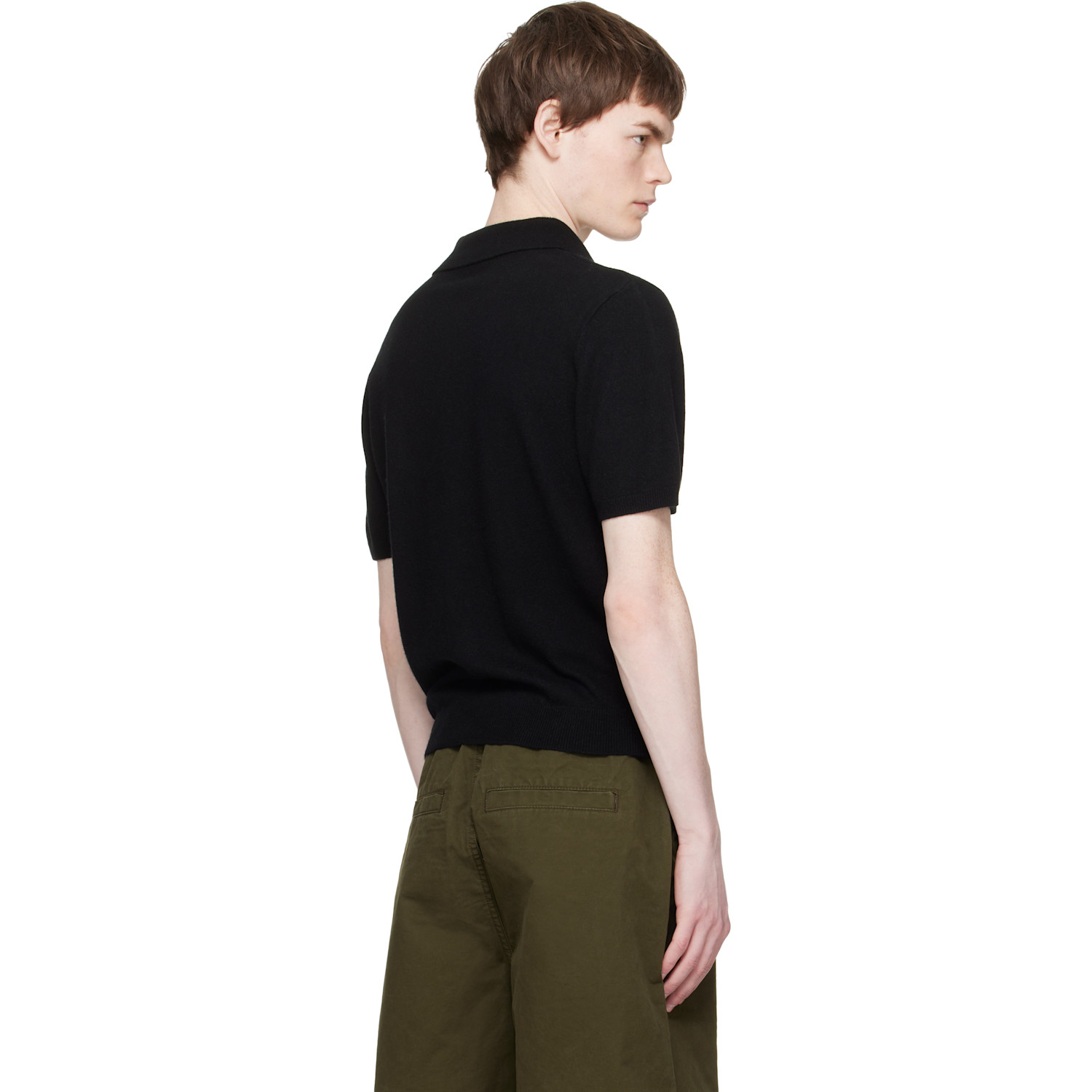  Entire Studios Black Short Sleeve Knit Polo 