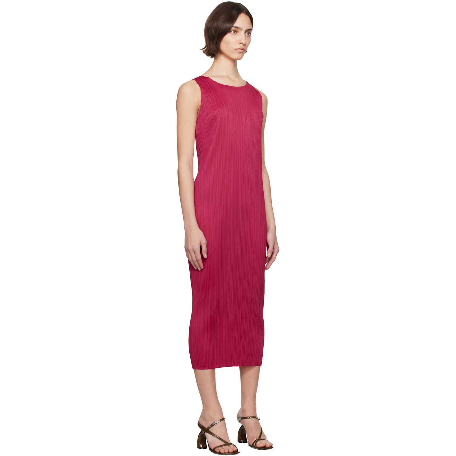 Pleats Please Issey Miyake Pink June New Colorful Basics 4 Maxi Dress 